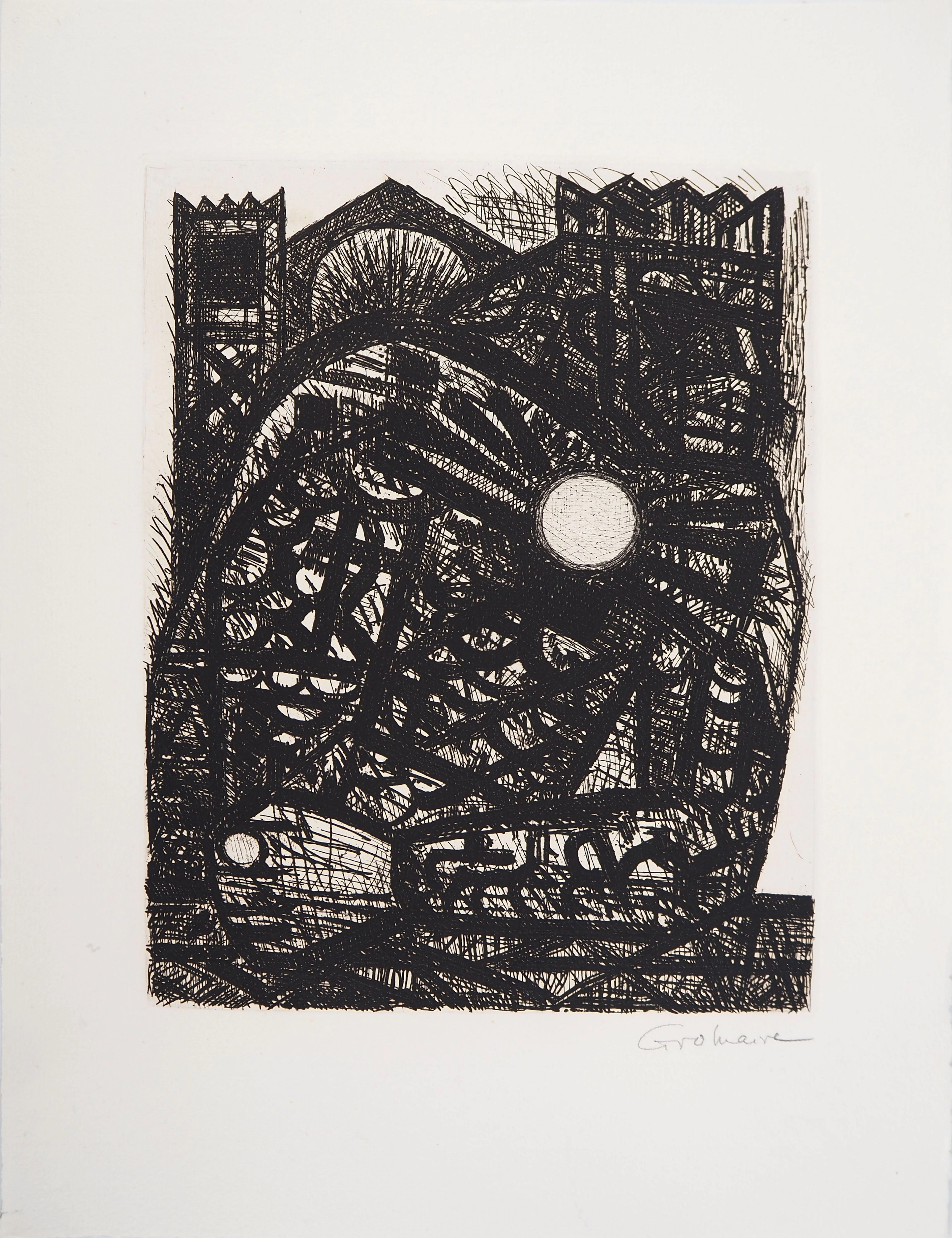Marcel GROMAIRE - Macbeth, Shakespeare: Le roi méditant , 1958 - Eau-forte