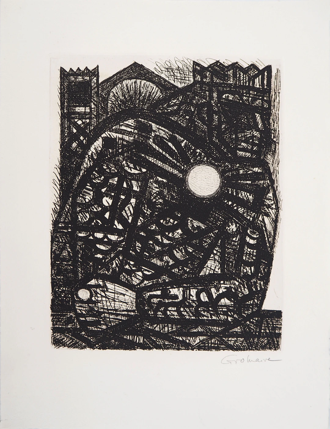 Marcel GROMAIRE - Macbeth, Shakespeare: Le roi méditant , 1958 - Eau-forte