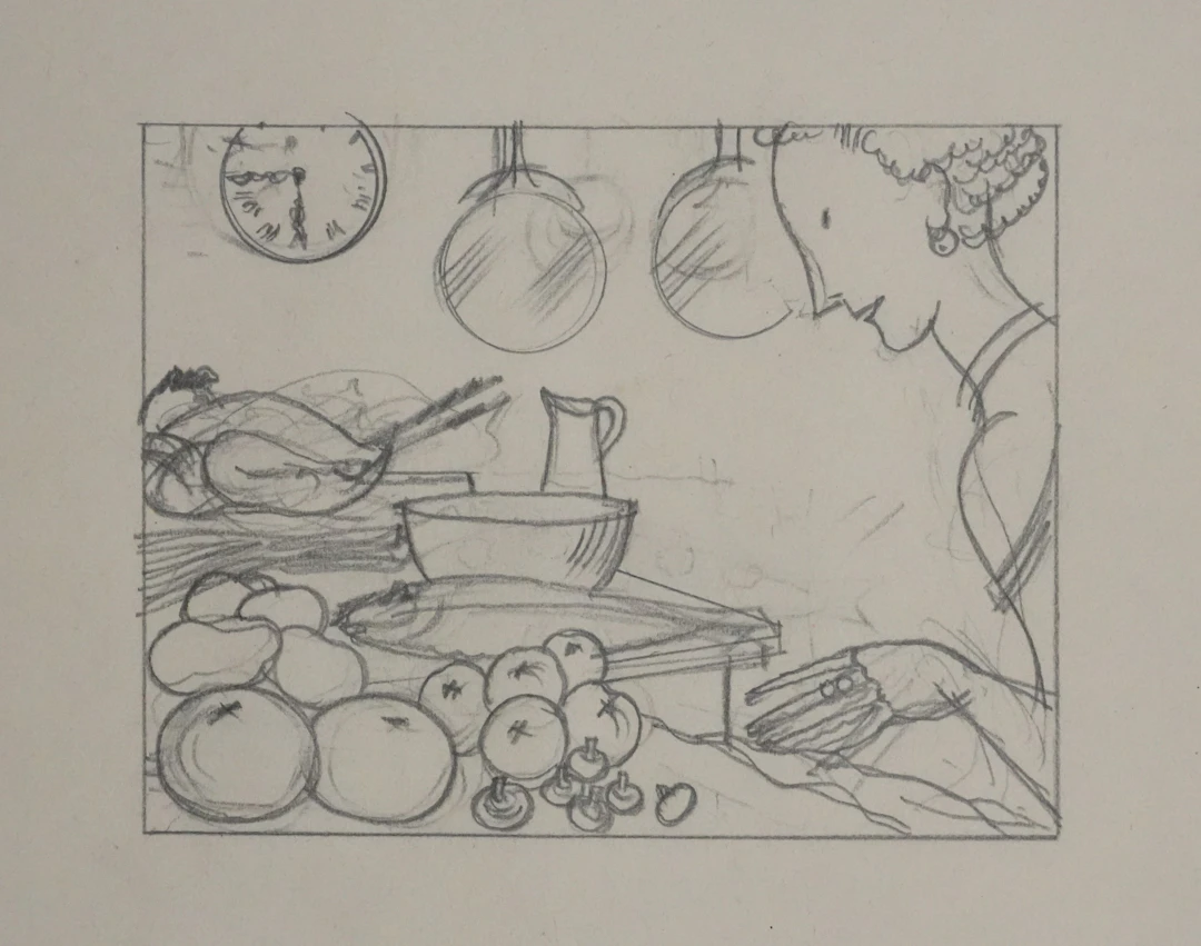 Jean-Emile LABOUREUR : La préparation, Dessin original