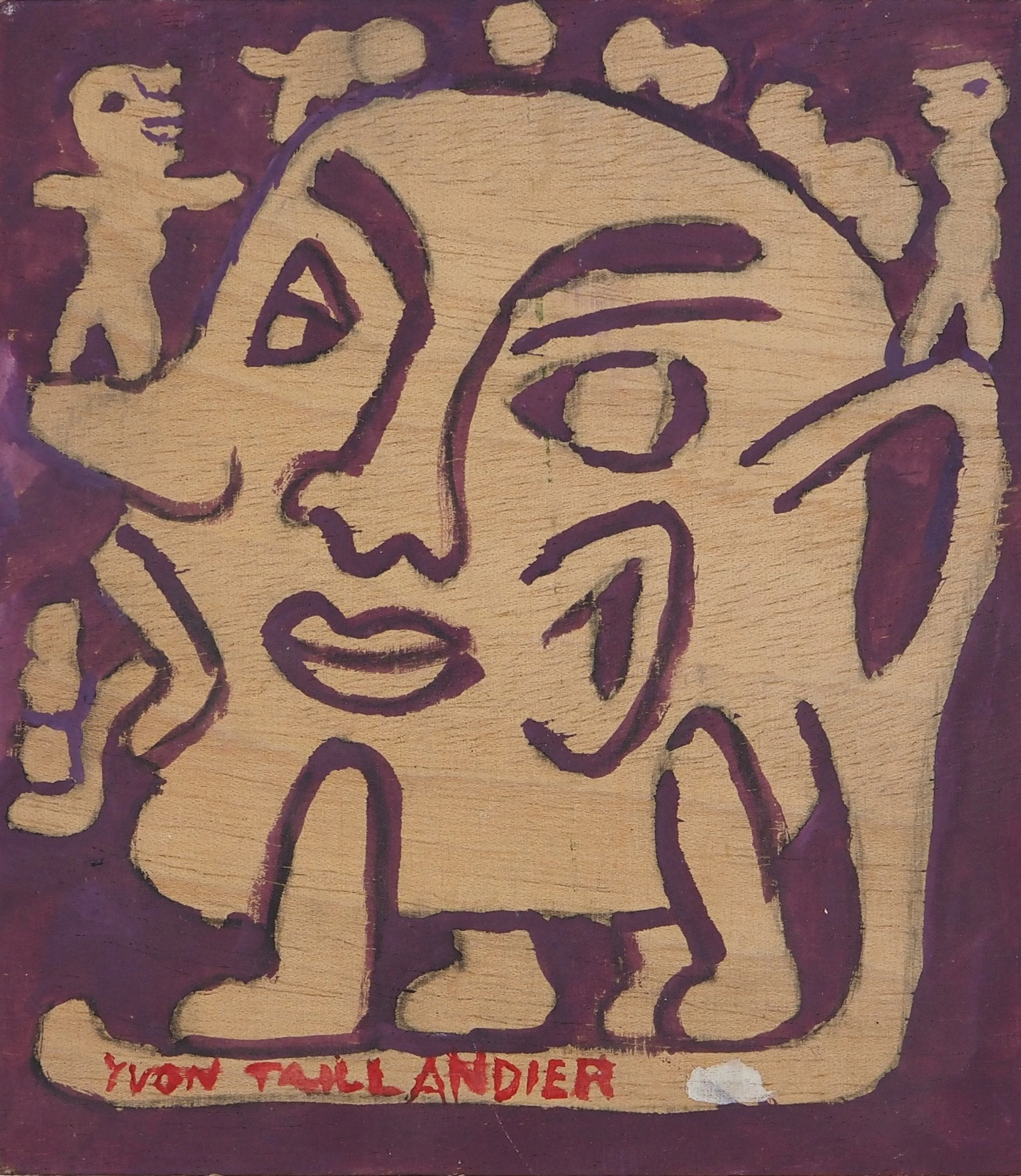Yvon TAILLANDIER : Catitipède, Huile sur bois originale signée