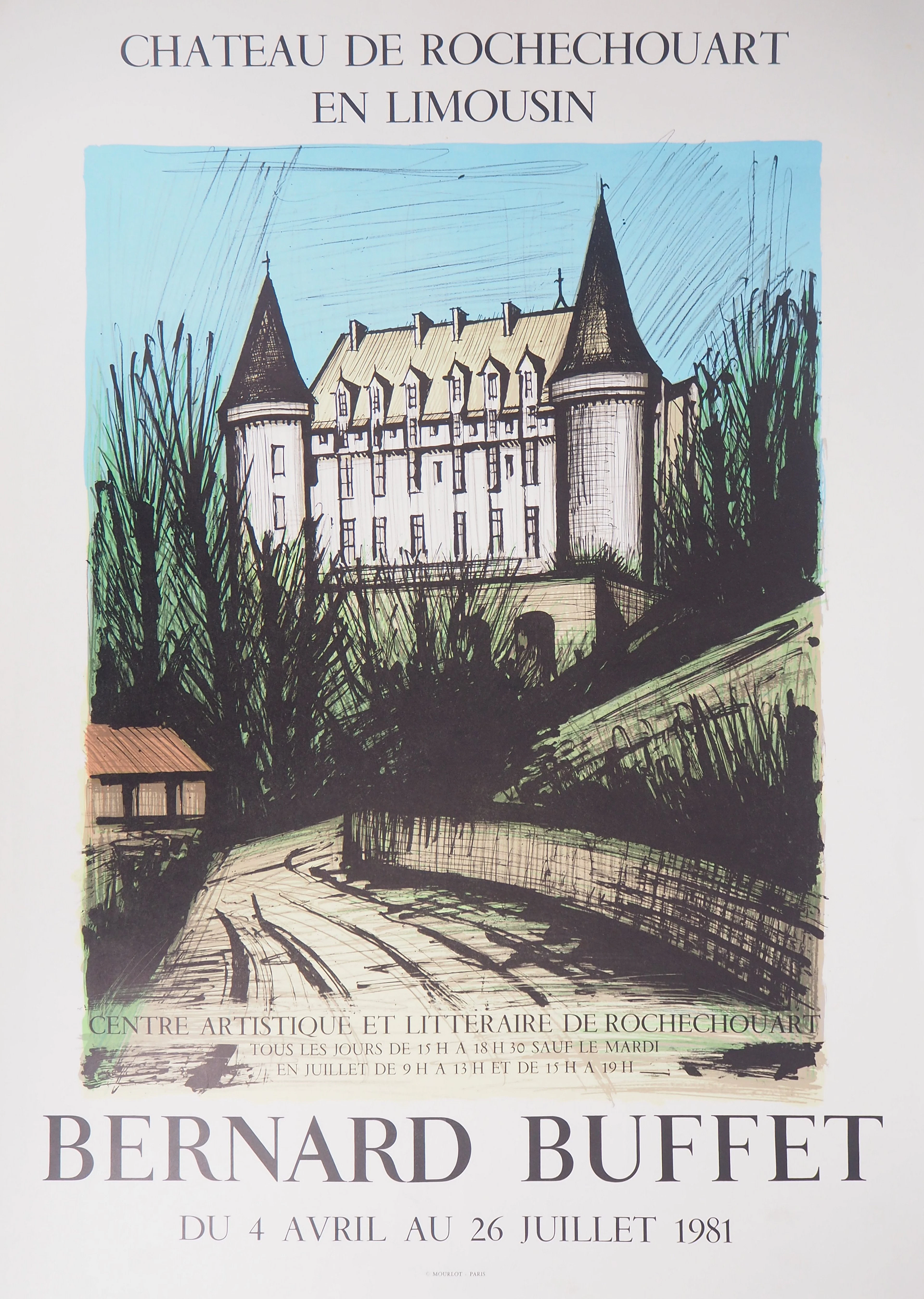 Bernard BUFFET - Château de Rochechouart, Lithographie originale signée
