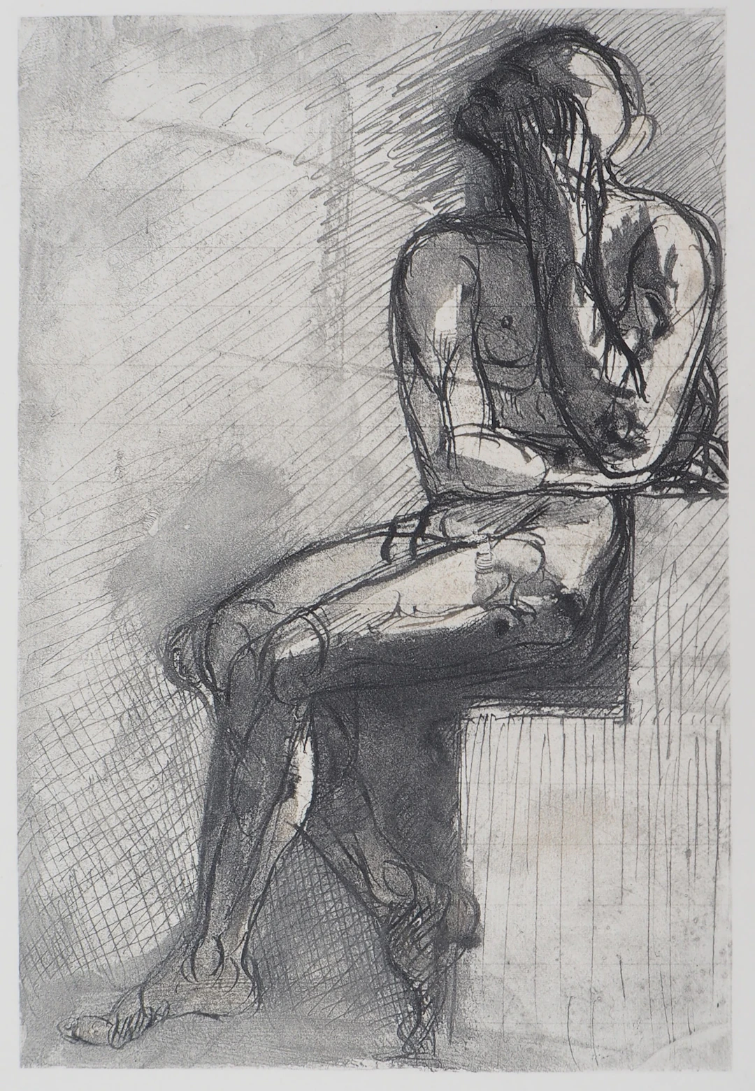 Auguste RODIN : Homme assis, Gravure