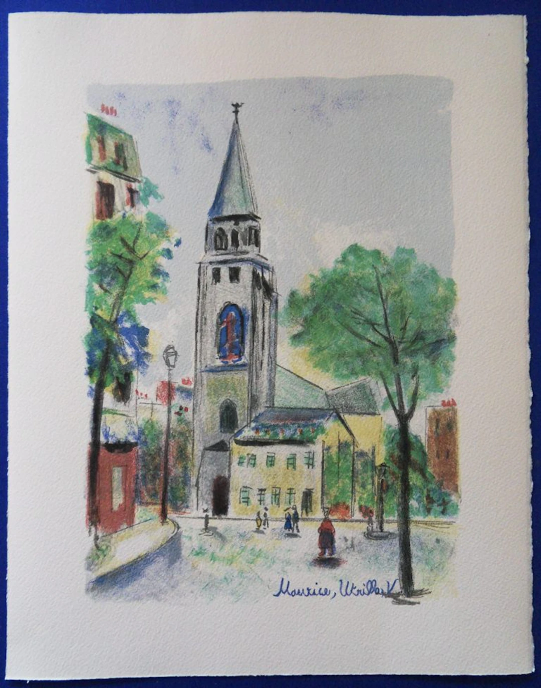 Maurice UTRILLO - Saint Germain des Prés, Lithographie originale