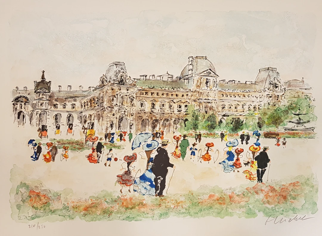 Urbain HUCHET - Palais du Louvre, 1965 - Lithographie originale signée