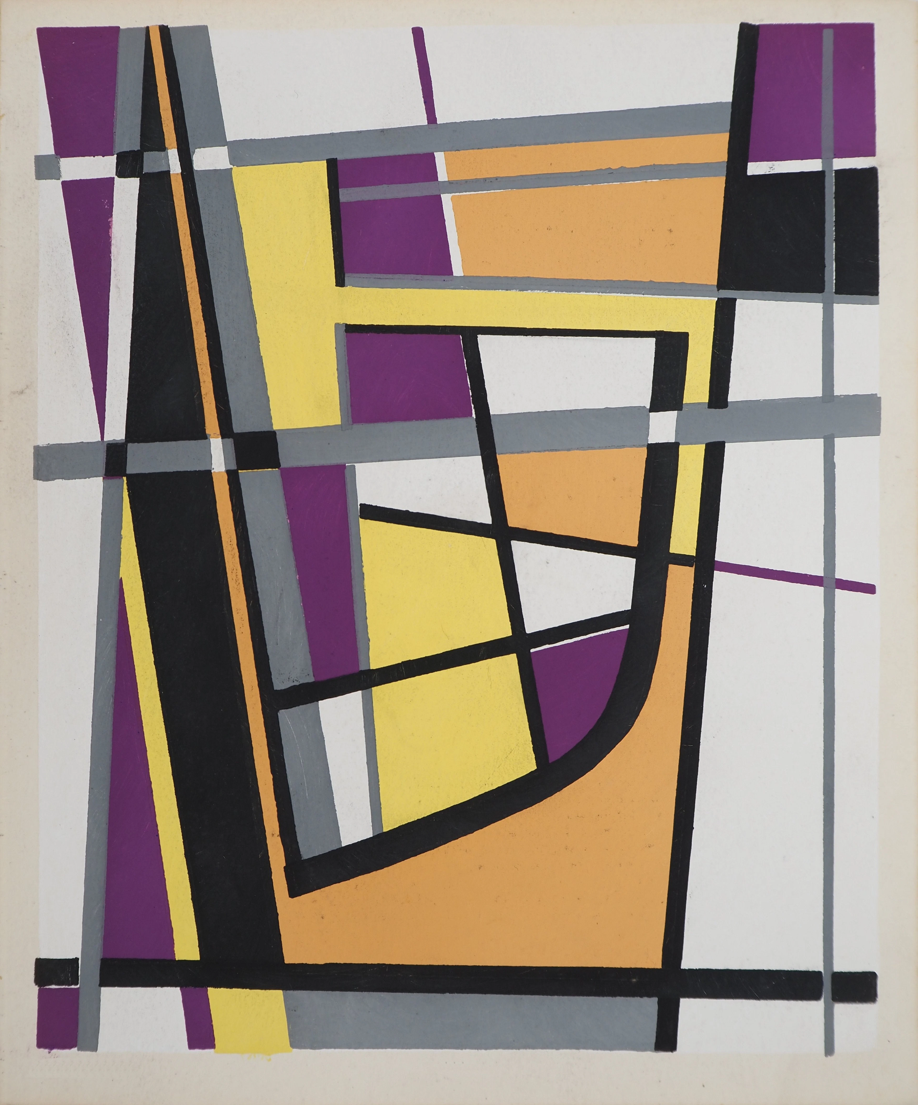 Jean LEPPIEN : Composition géométrique, Lithographie et pochoir