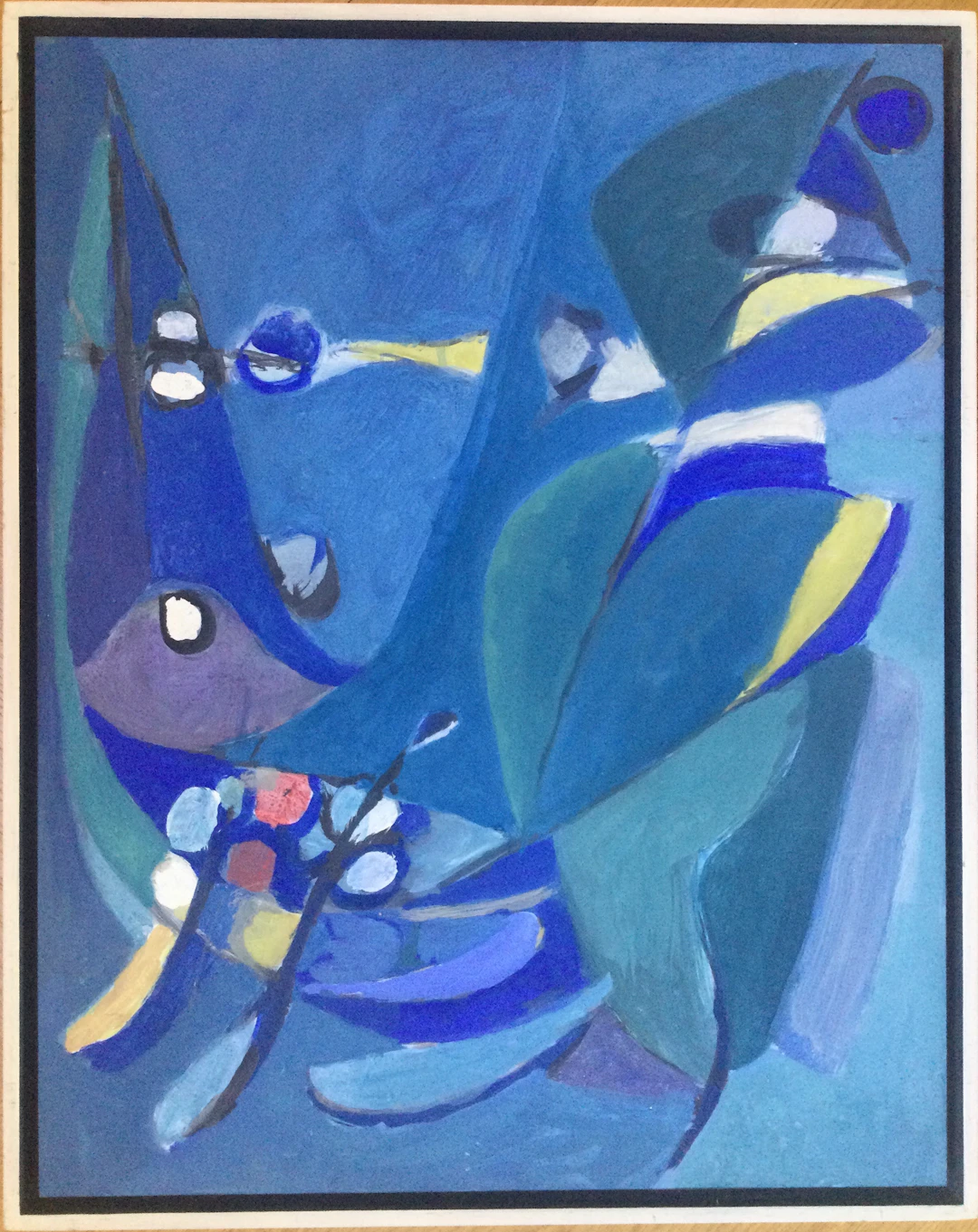 Georges WICKY - Composition , vers 1980 - Acrylique sur panneau signée