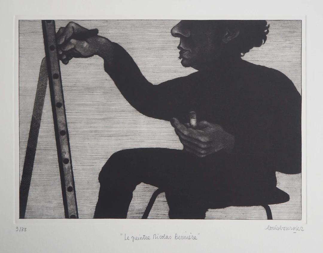 Louis BOURSIER : Le Peintre Nicolas Berinière - Gravure originale signée