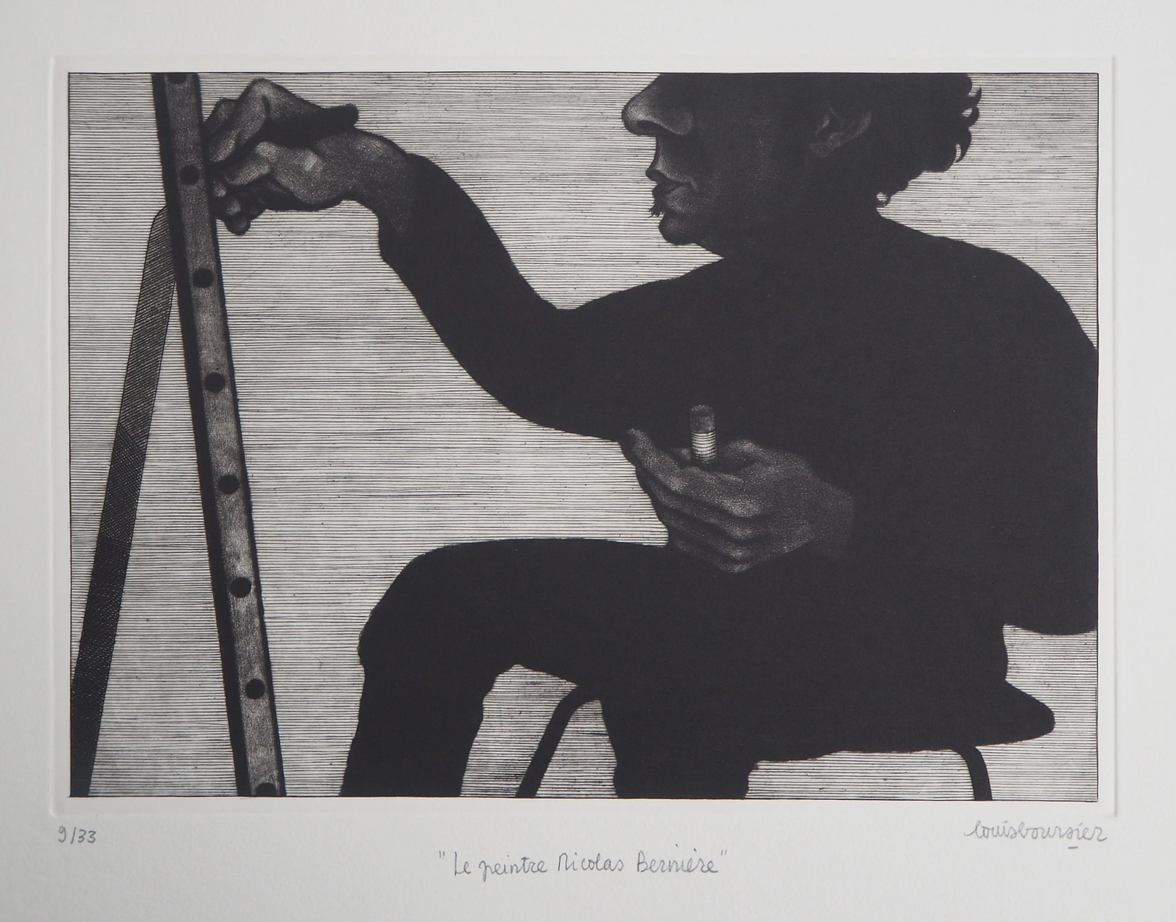 Louis BOURSIER : Le Peintre Nicolas Berinière - Gravure originale signée