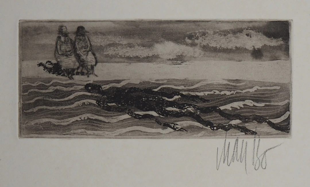 Lars BO : Une ombre sous l’eau - Gravure originale signée au crayon