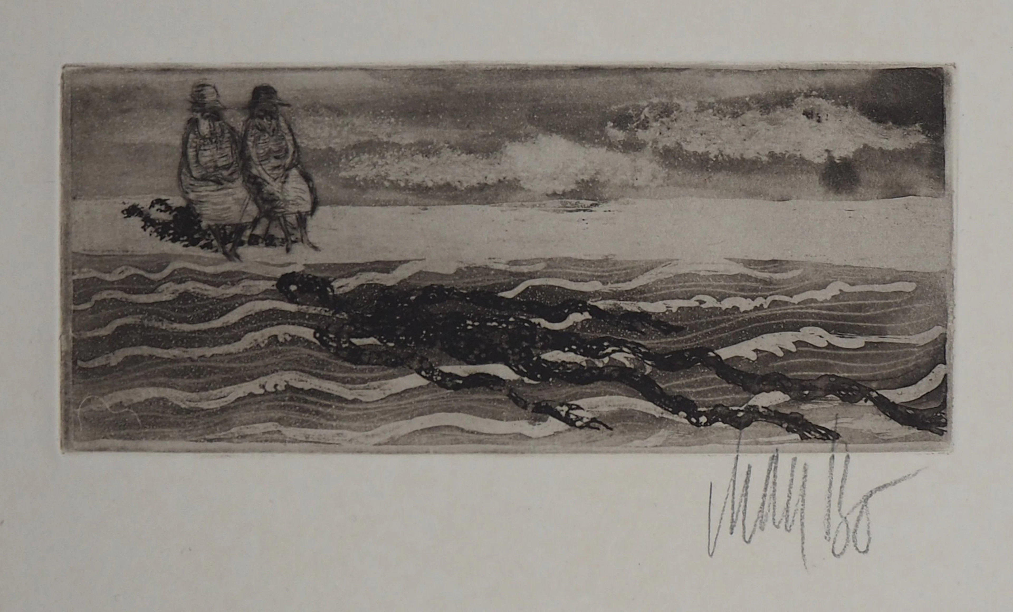 Lars BO : Une ombre sous l’eau - Gravure originale signée au crayon