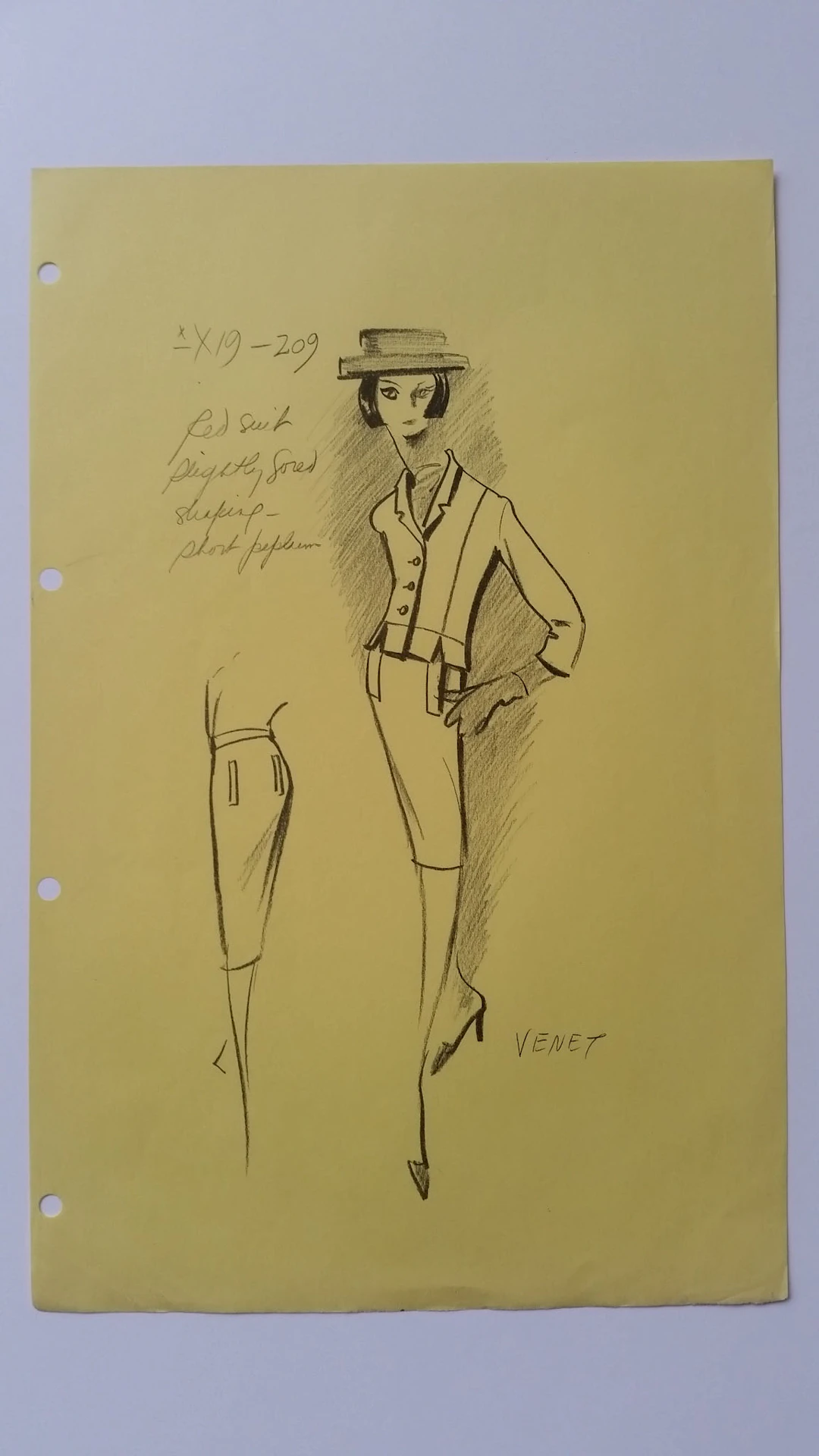 Philippe Venet - Croquis ensemble veste et jupe