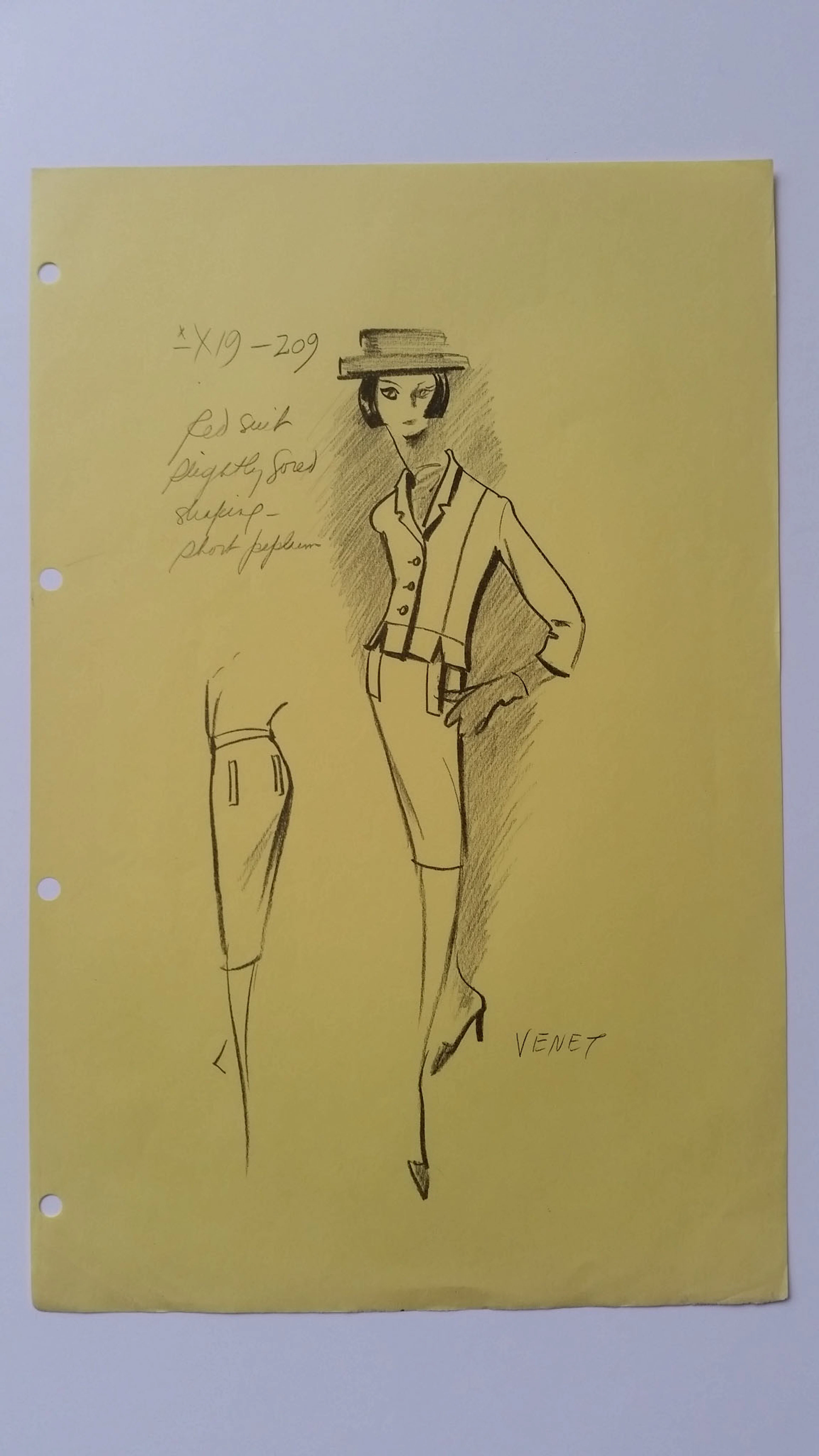 Philippe Venet - Croquis ensemble veste et jupe