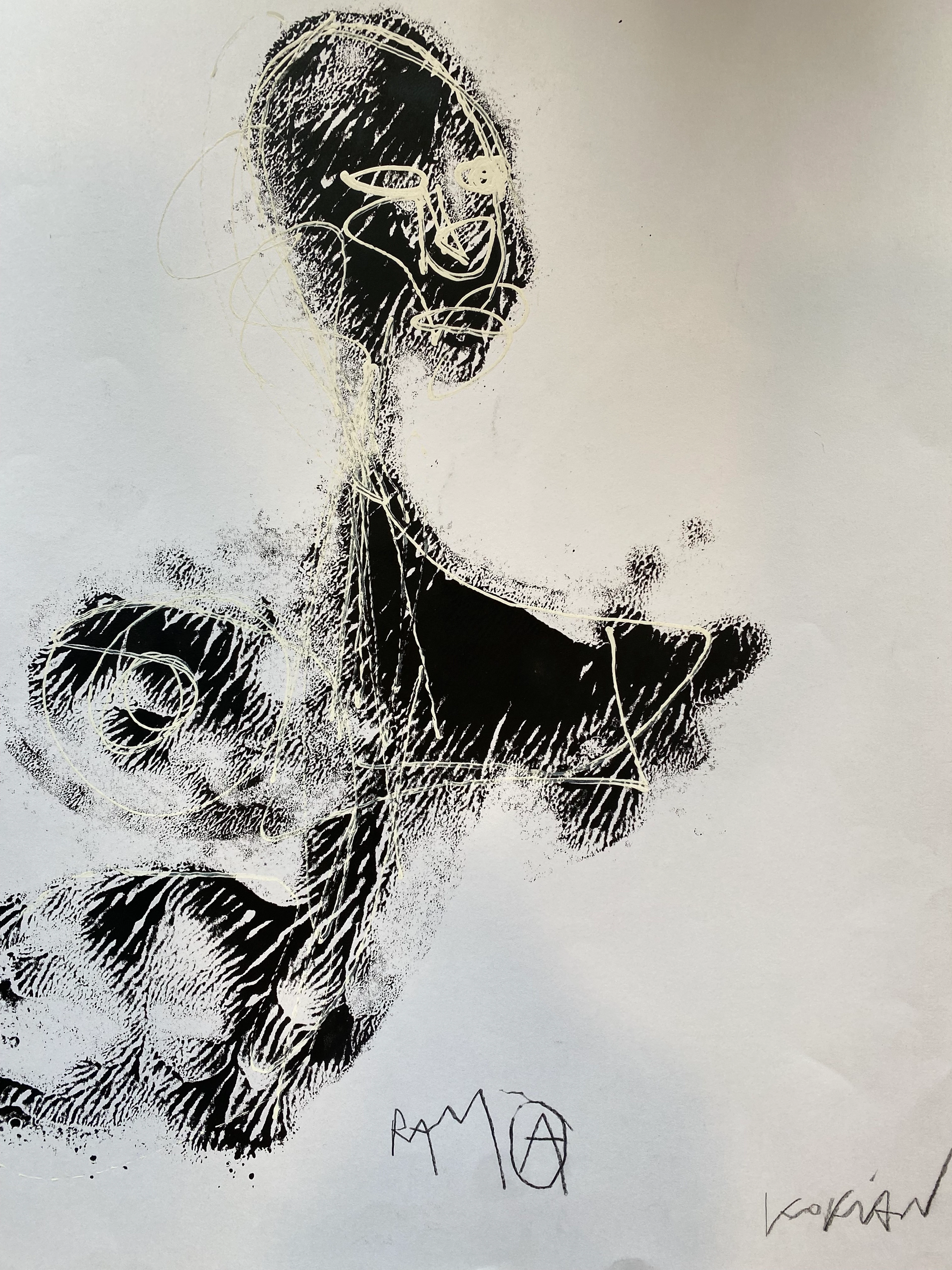 KOKIAN - Silhouette de Rama - Technique mixte sur papier Canson