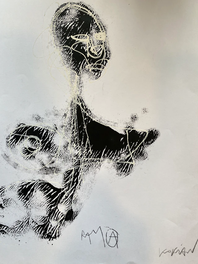KOKIAN - Silhouette de Rama - Technique mixte sur papier Canson