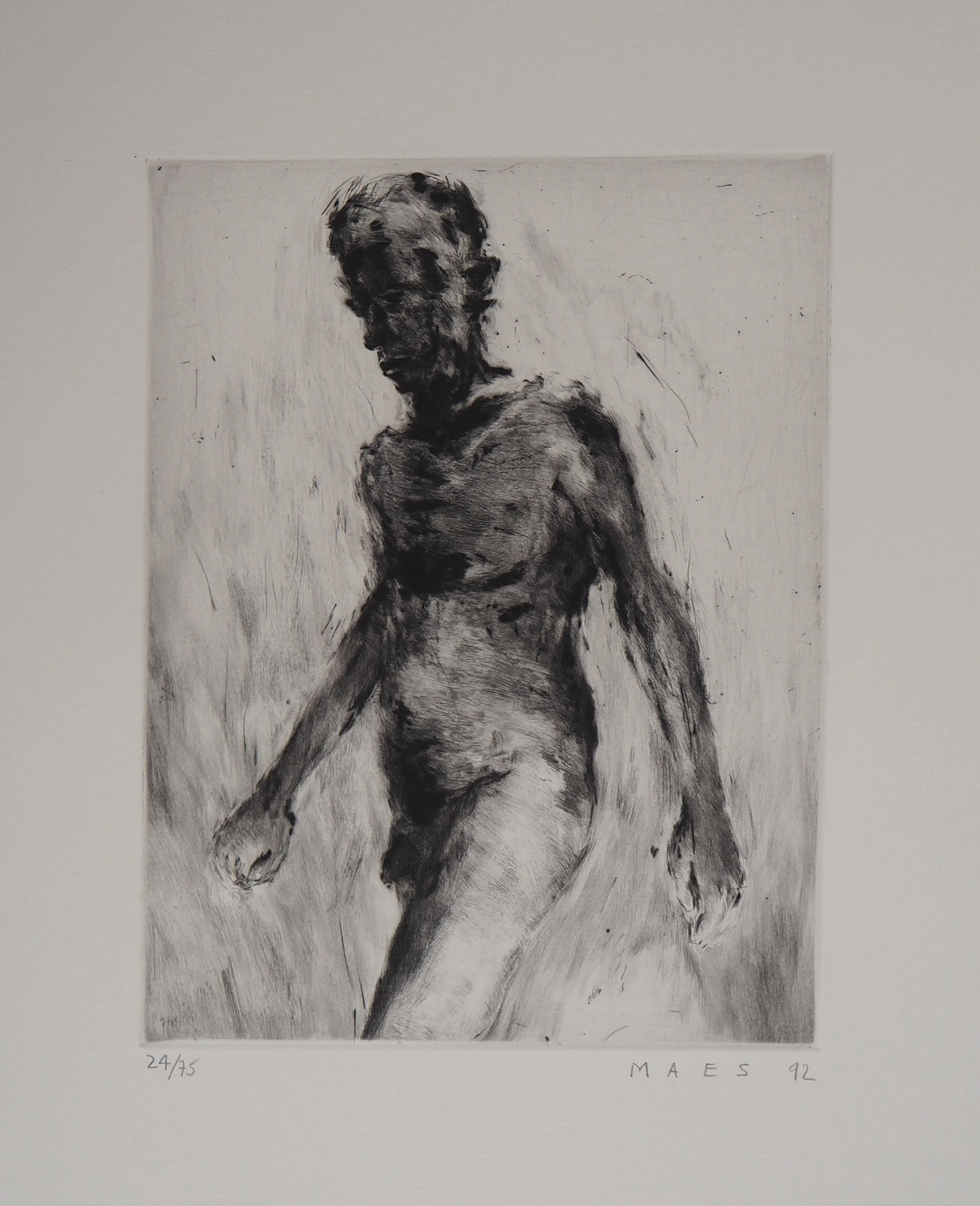 David MAES : Nu, 1992 - Gravure originale signée au crayon