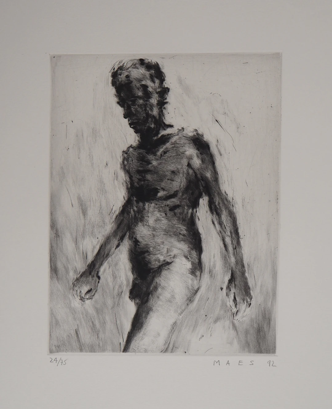 David MAES : Nu, 1992 - Gravure originale signée au crayon