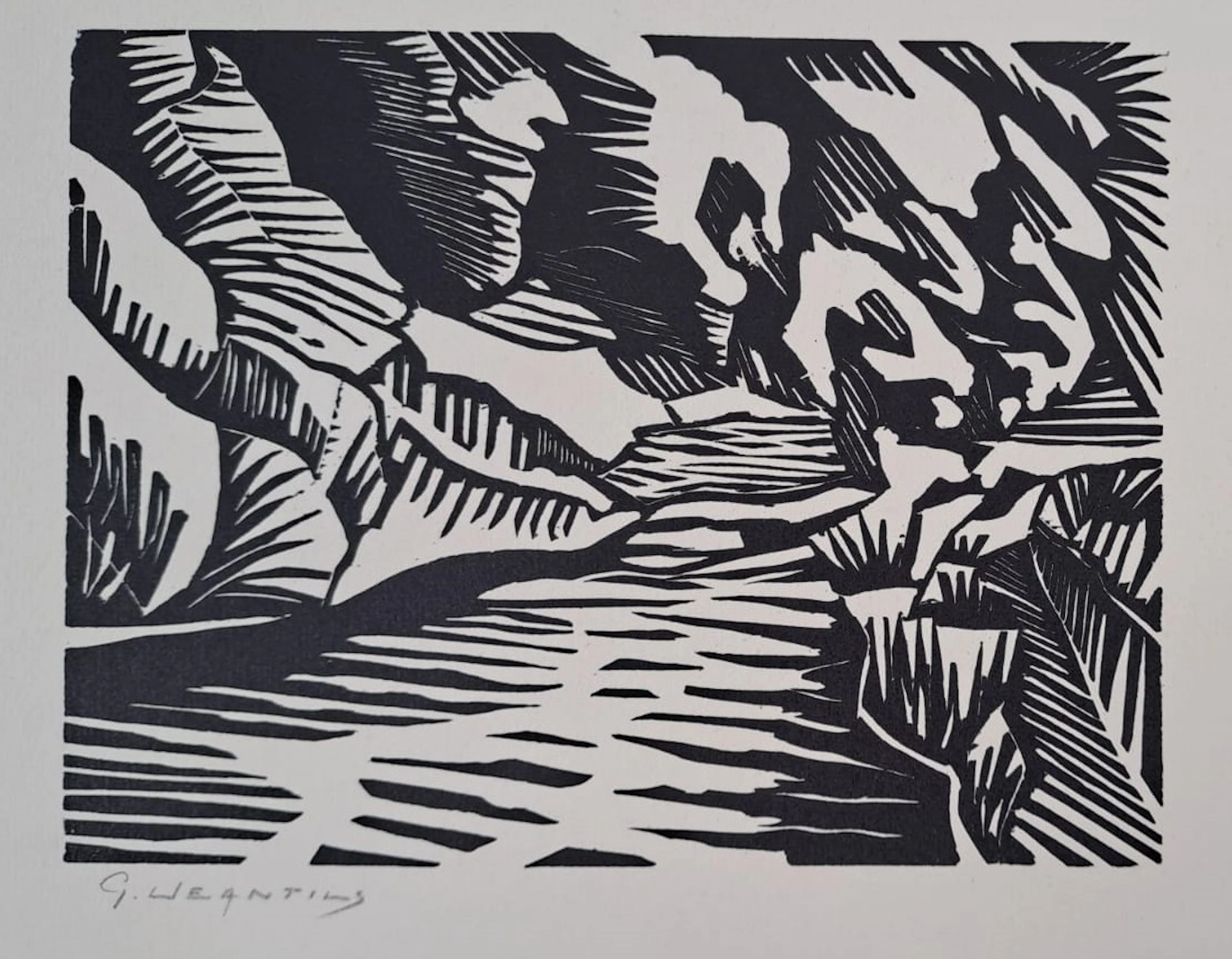 Georges Jeantils - L’Oise, 1951 - Bois gravé