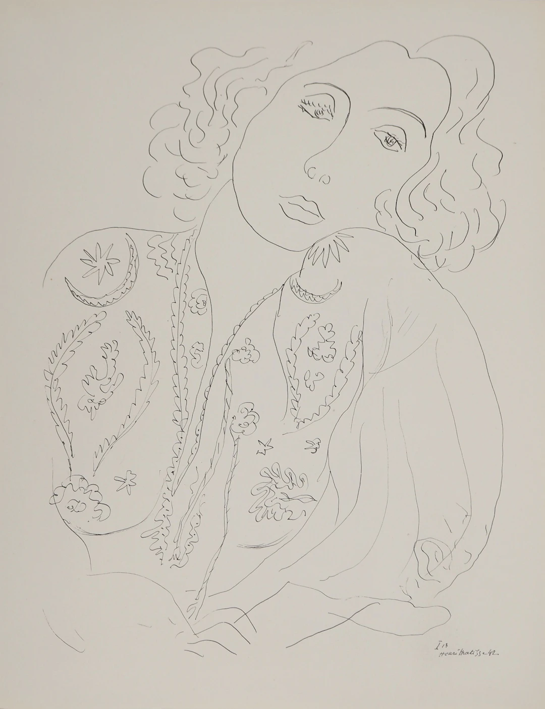 Henri MATISSE : Jeune fille à la blouse, Lithographie signée