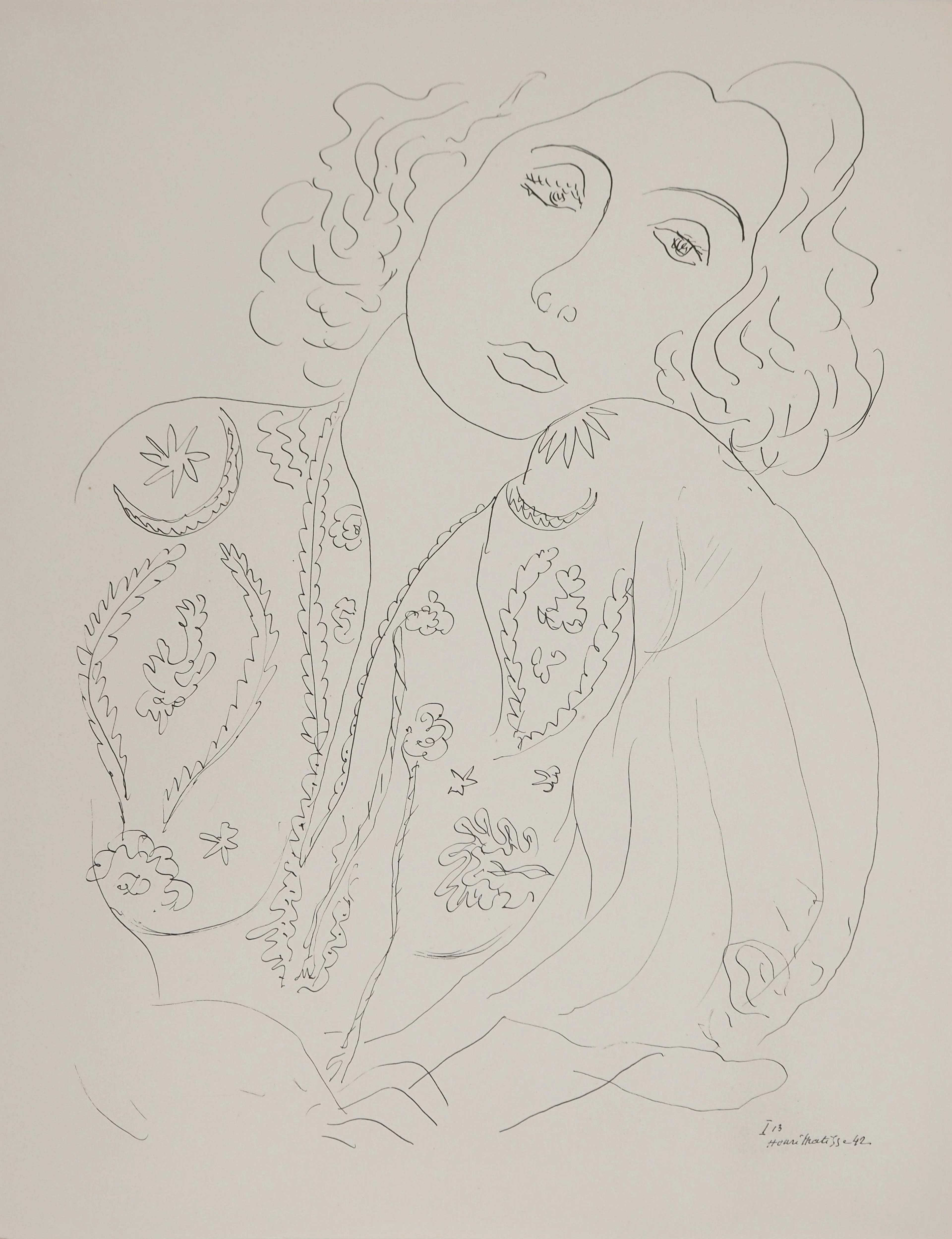 Henri MATISSE : Jeune fille à la blouse, Lithographie signée