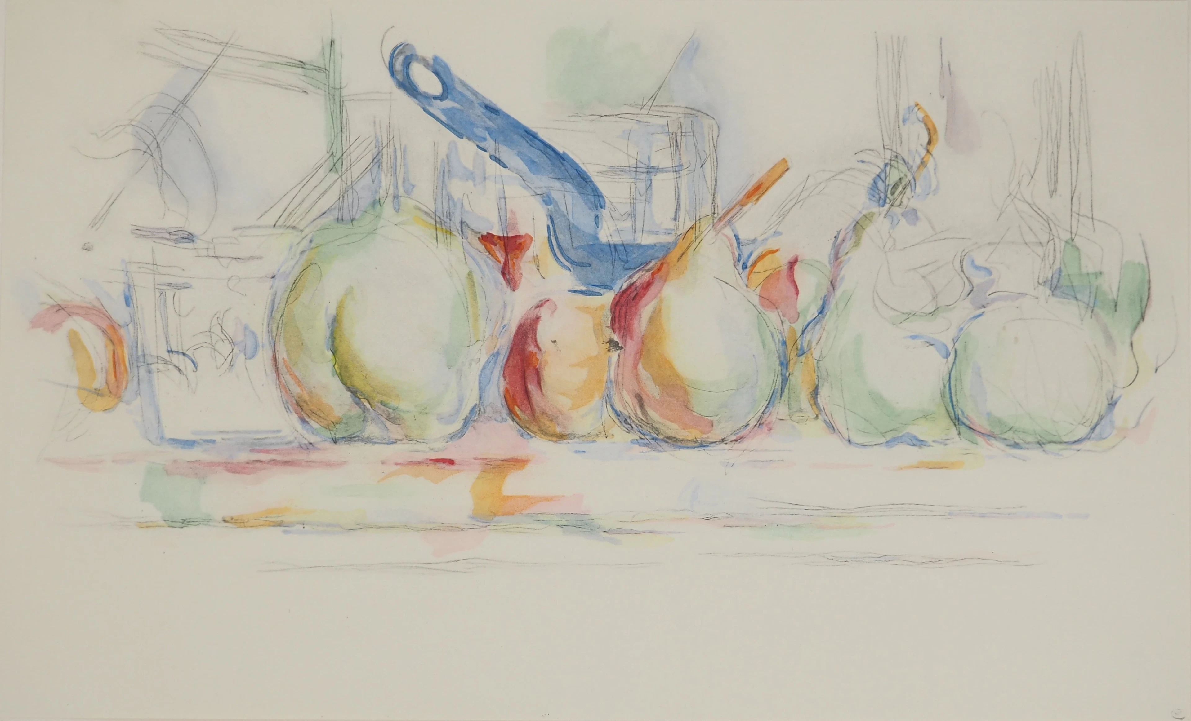 Paul CEZANNE : Nature morte aux pommes et aux poires, Lithographie et pochoir