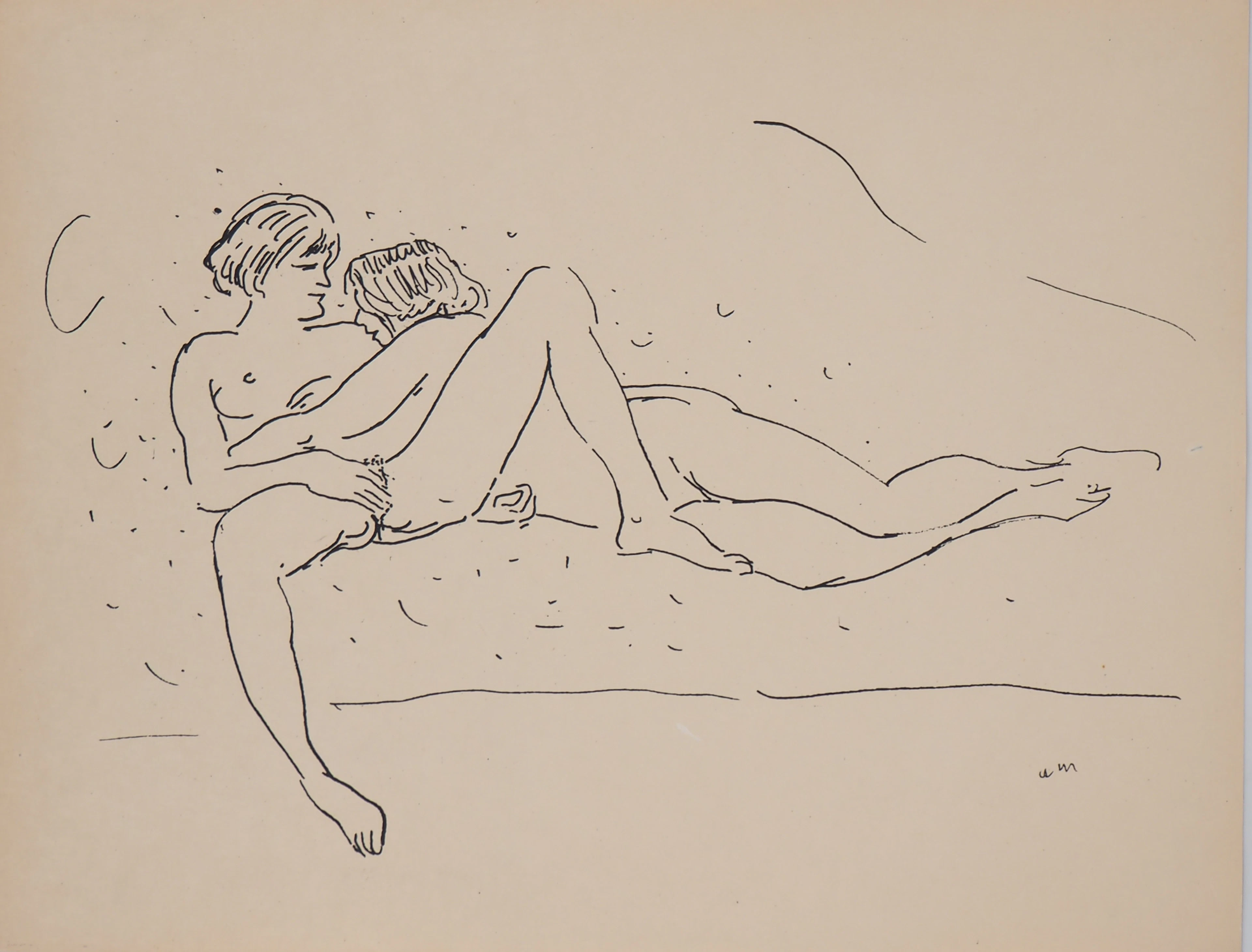 Albert MARQUET - Amantes sur un sofa, 1925 - Lithographie originale signée