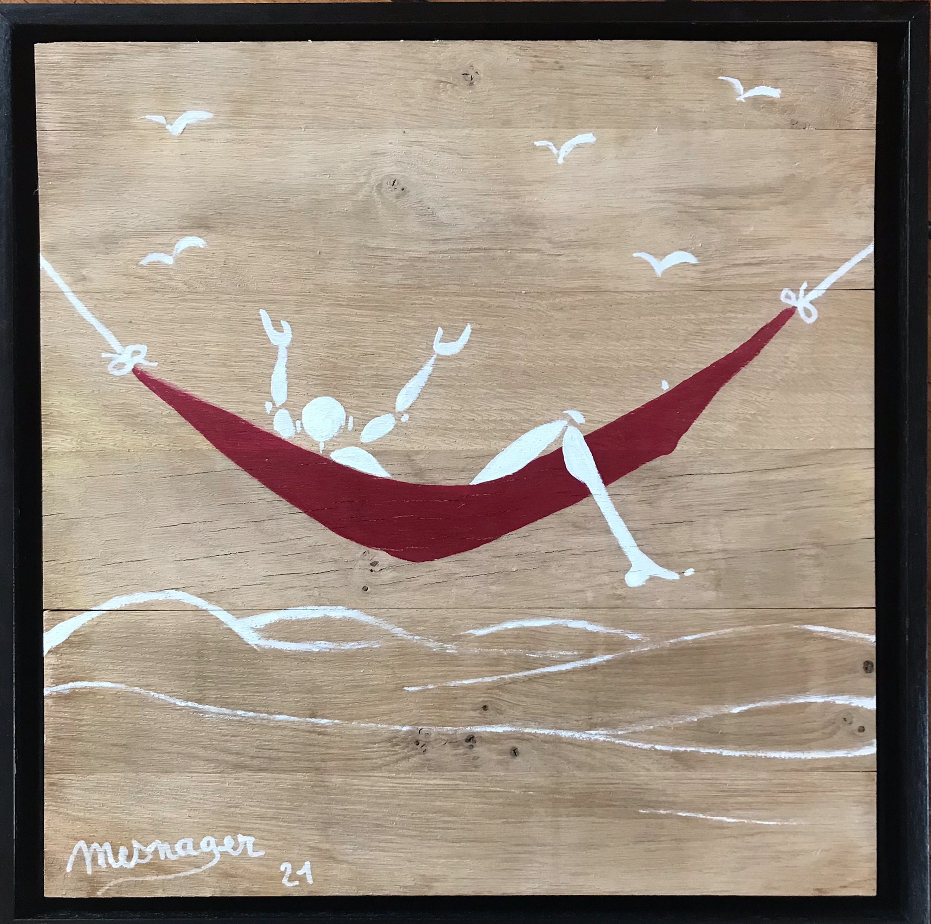 Jérôme MESNAGER - Hamac , 2021 - Acrylique sur bois signée