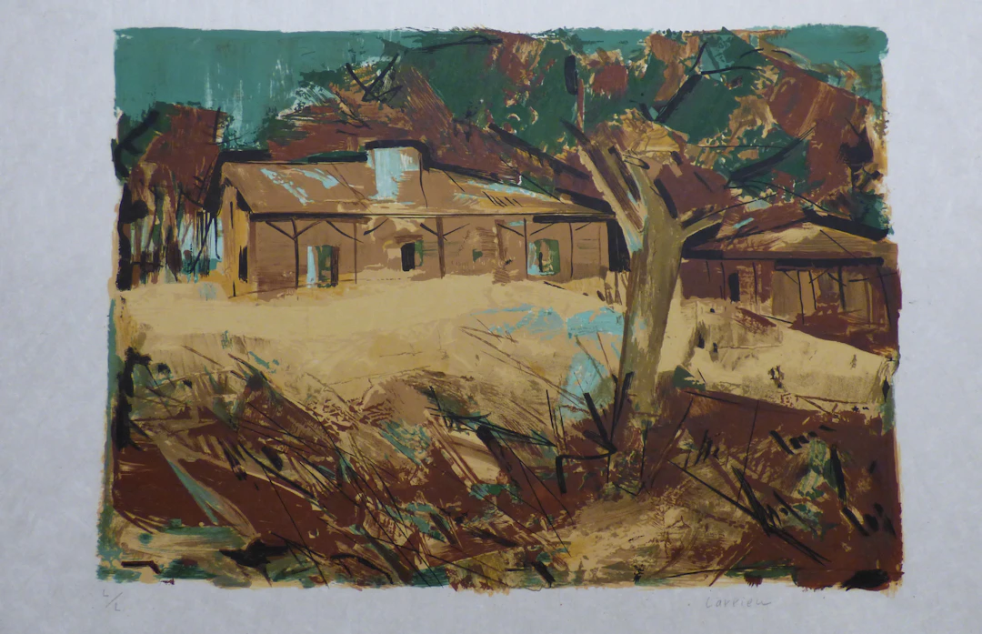 Gaston LARRIEU - Maison dans la forêt I, 1970 - Lithographie originale signée