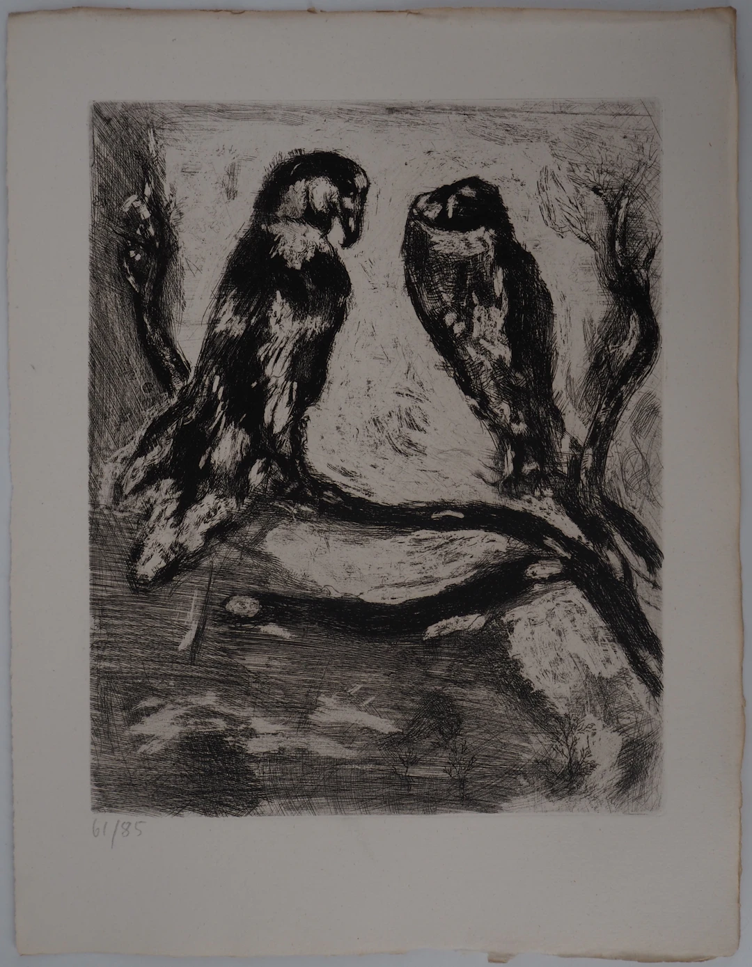 Marc CHAGALL : L'aigle et le hibou, Gravure originale