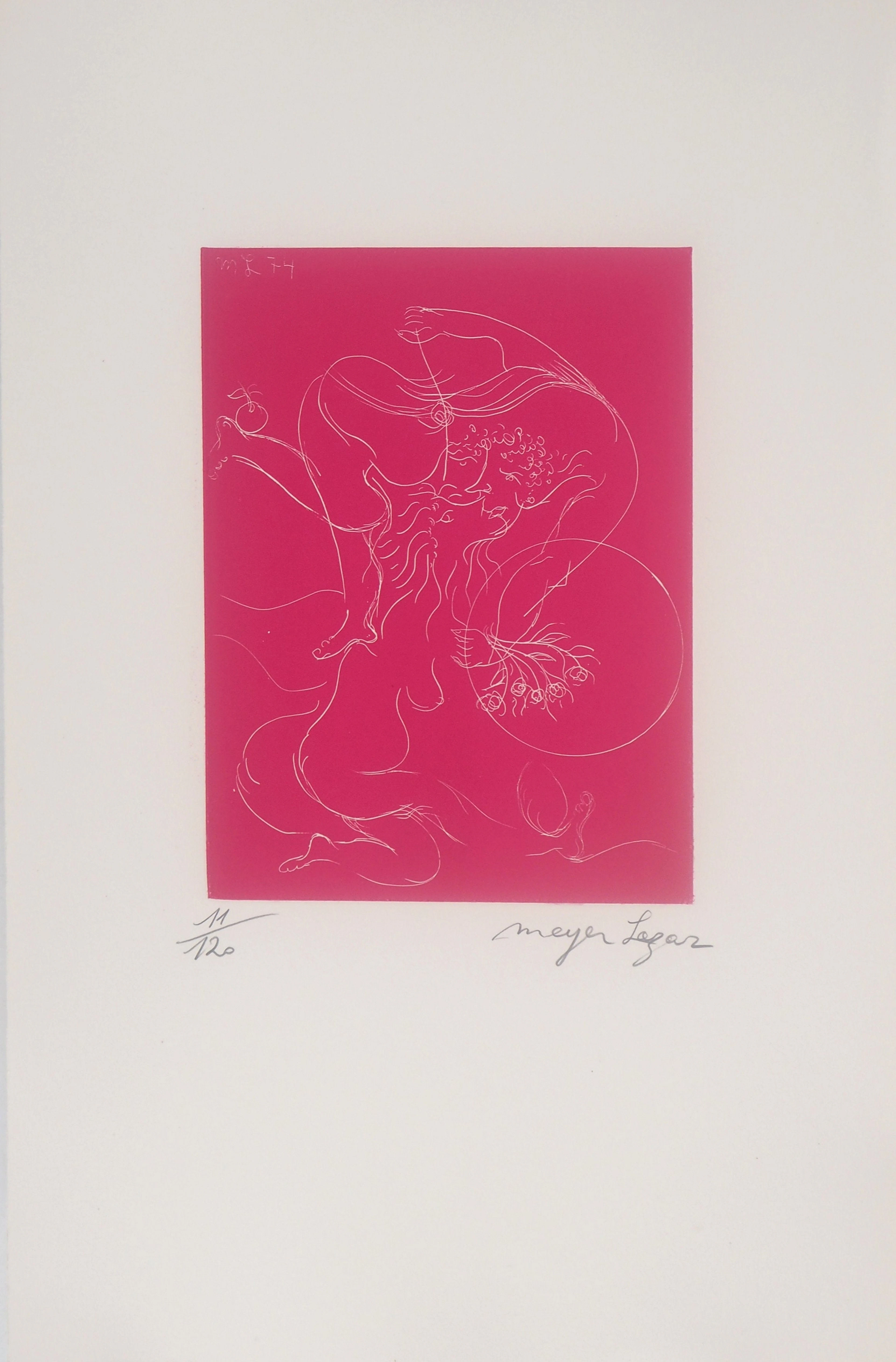 Meyer LAZAR : Baiser solaire, Gravure originale signée