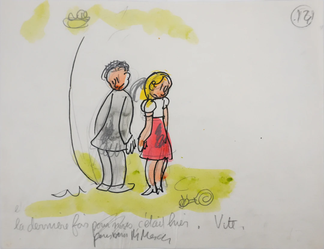 Jean EFFEL : Teinturier, Le couple, Aquarelle originale