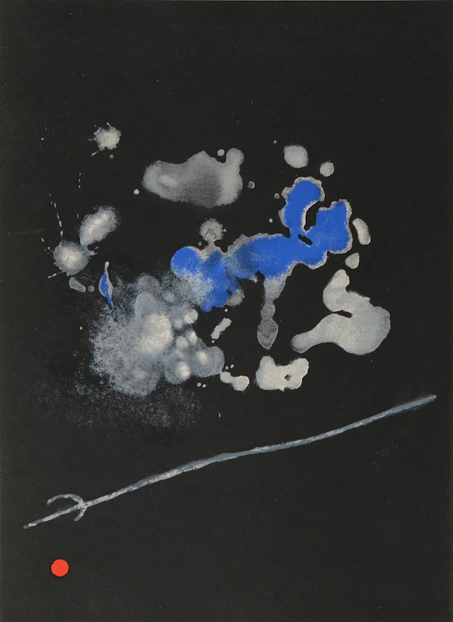 Joan MIRO : Composition surréaliste en bleu - Lithographie originale