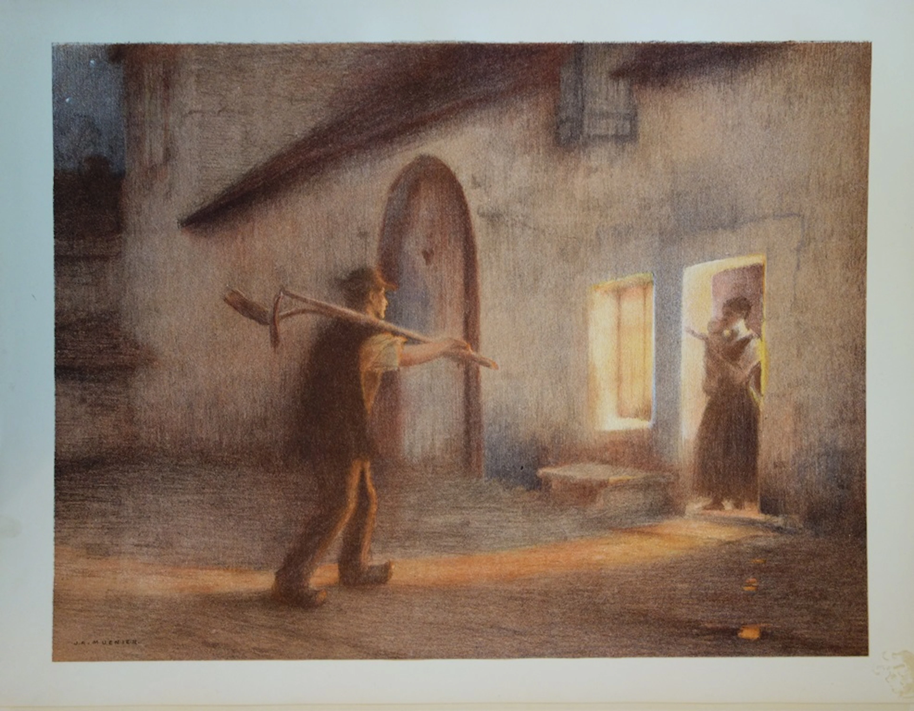 J.-A. Muenier - Le retour des champs , Lithographie originale signée (1897)