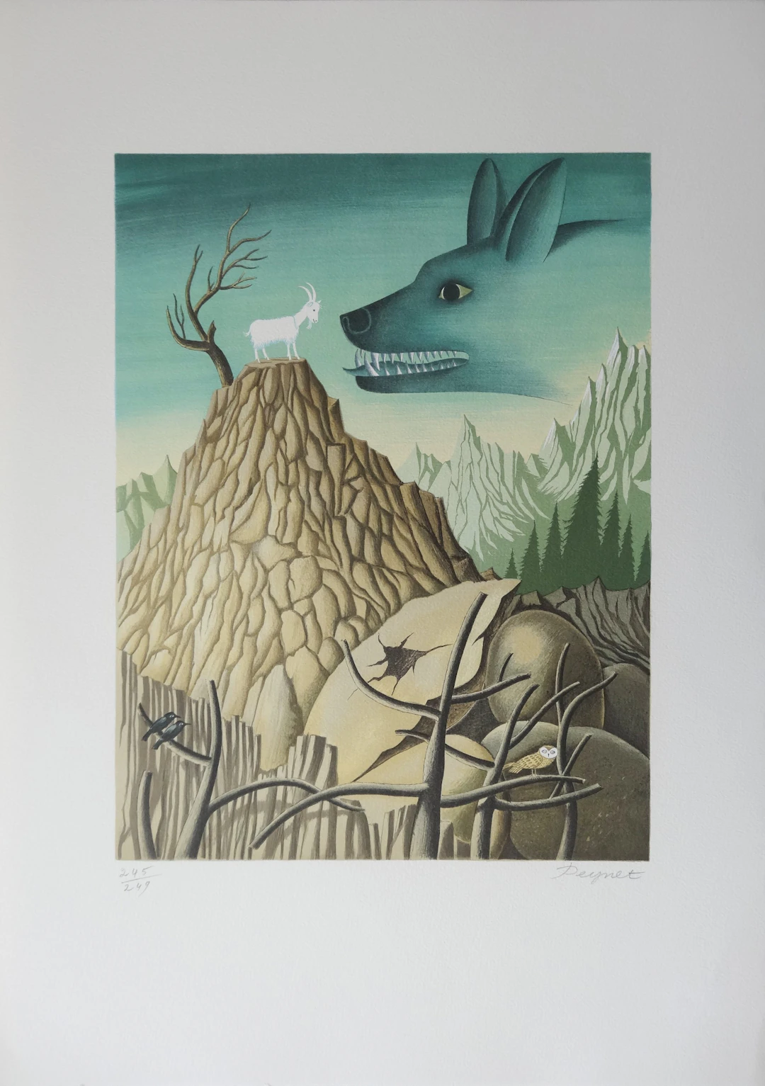 Raymond PEYNET - La chèvre et le loup - Lithographie originale signée