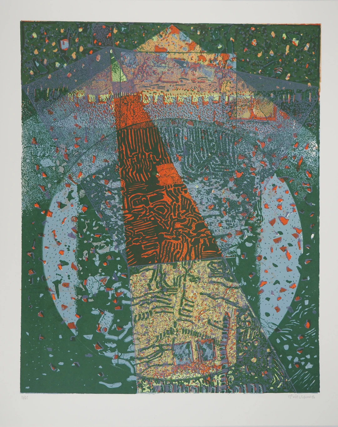 Jean-Pierre VIELFAURE : La sphère bleue, Lithographie originale signée