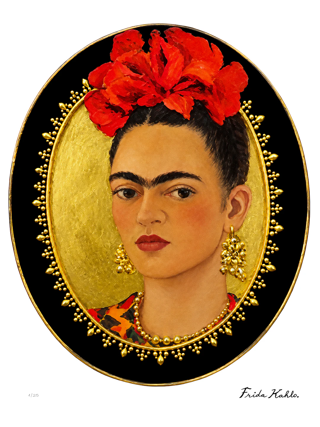 Frida Kahlo (d’après), Autoportrait, sérigraphie rehaussée sur Arches 1/25