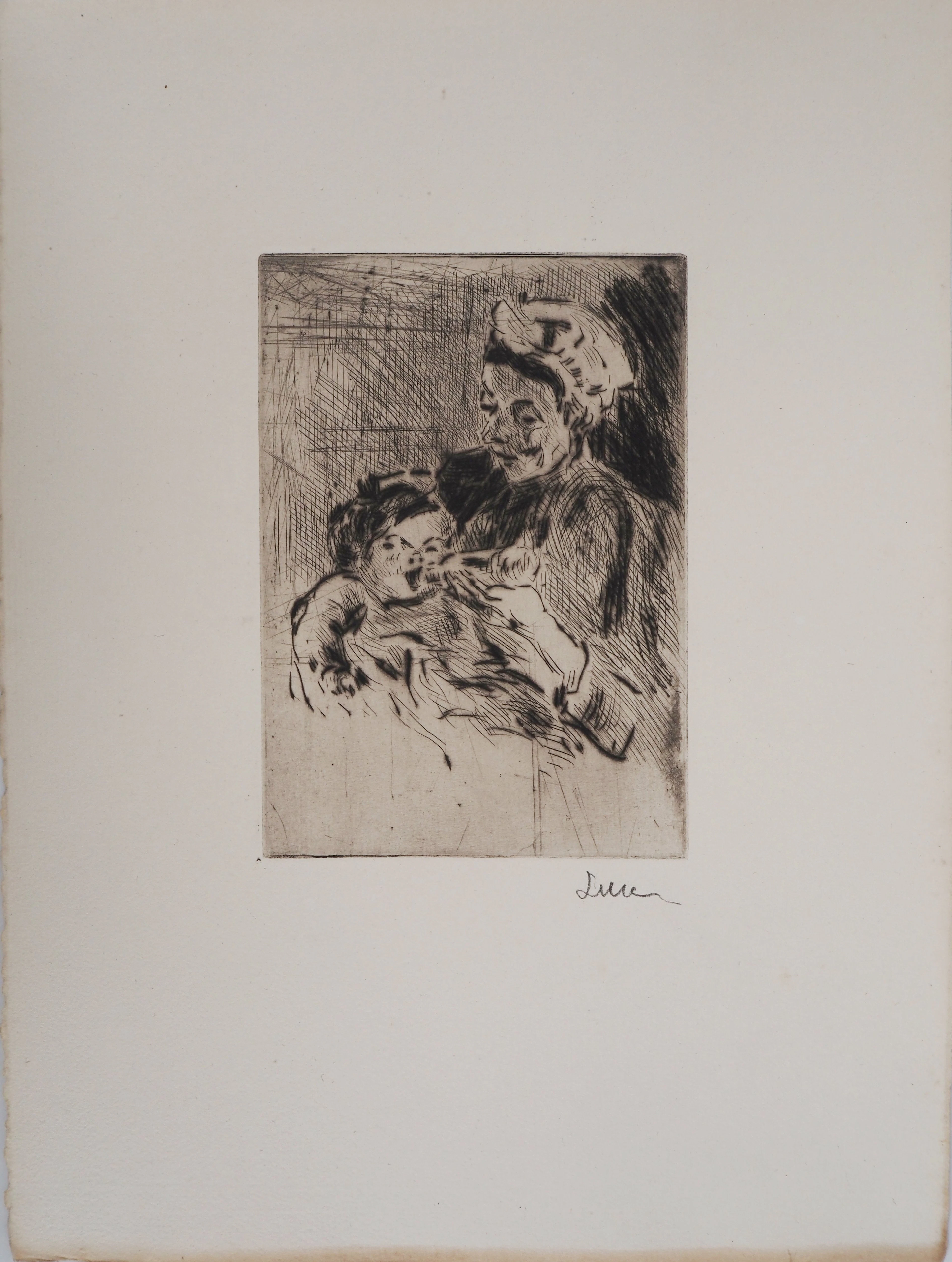 Maximilien LUCE - La Nourrice et le nouveau-né Vers 1890 - Gravure