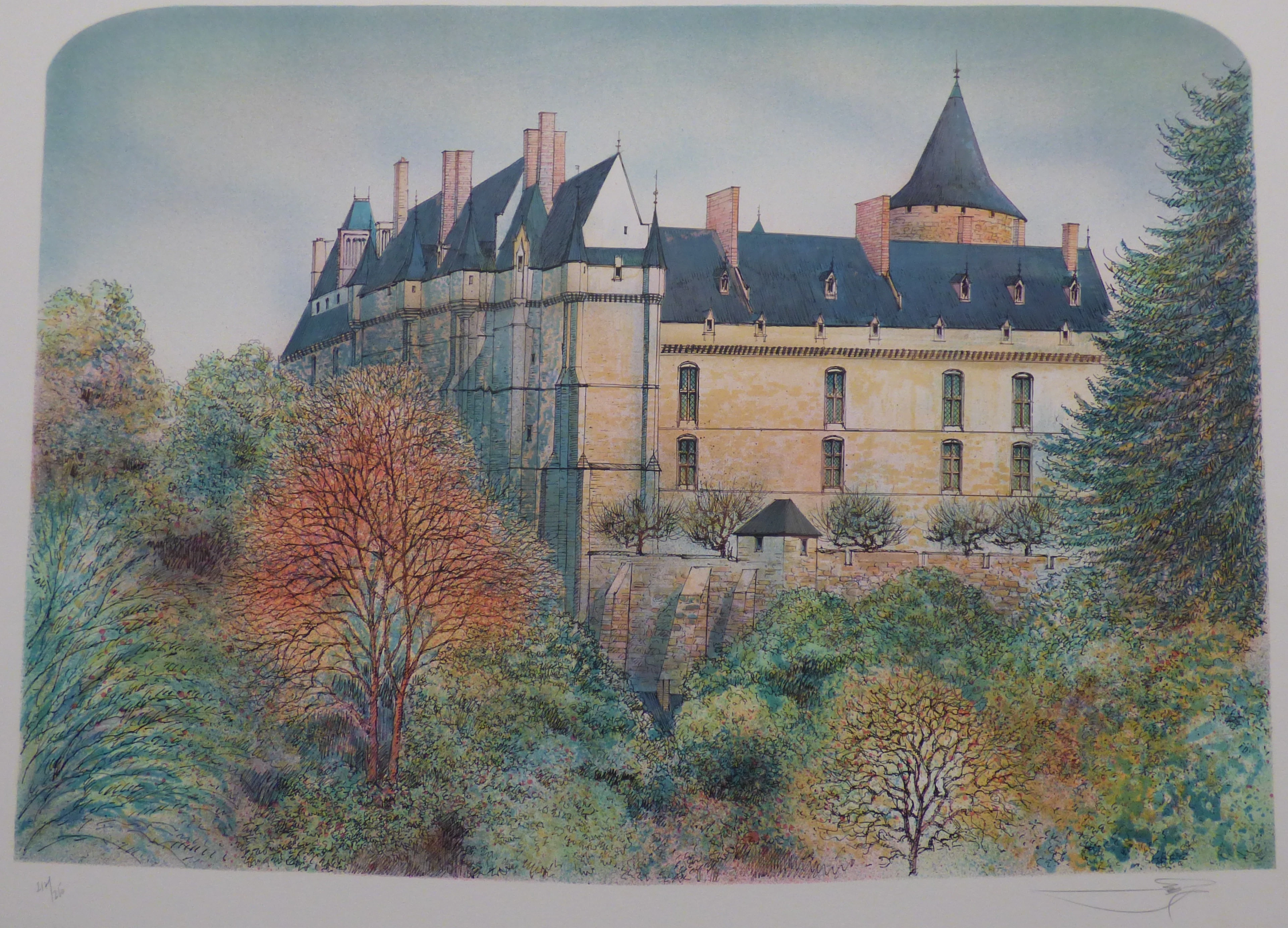 Rolf RAFFLEWSKI - Château de Châteaudun, c.1980 - Lithographie originale signée