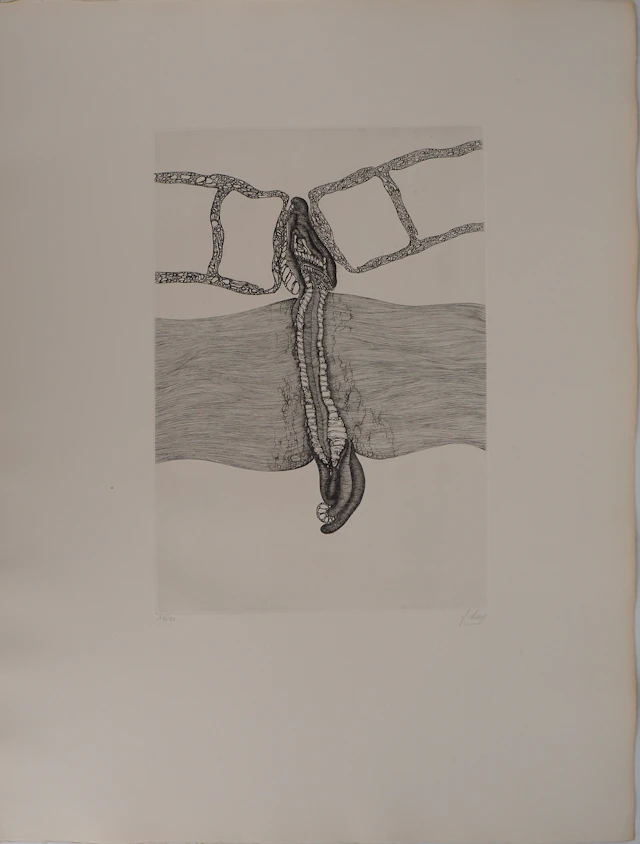 Fred DEUX : Blessure, Gravure originale signée
