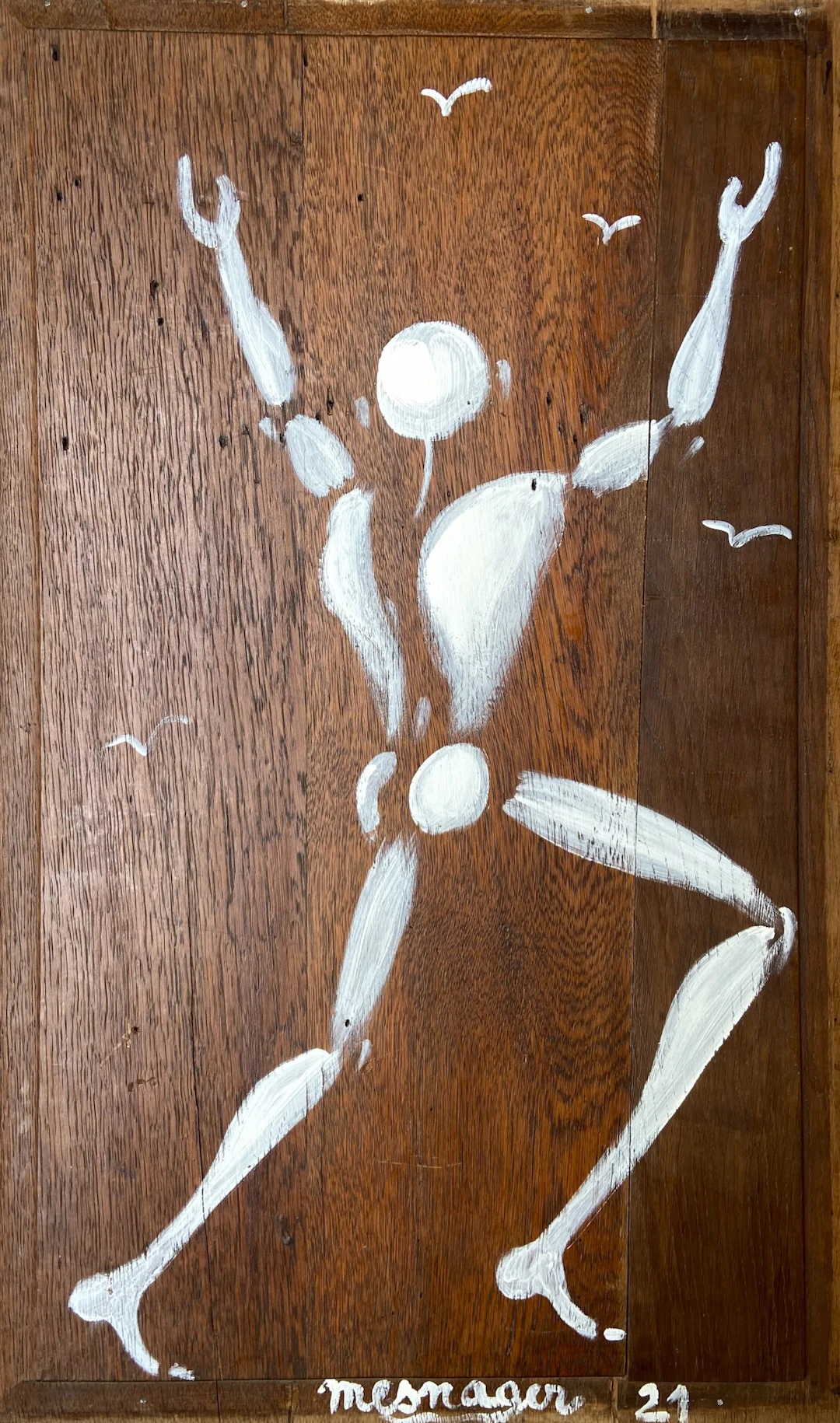 Jérôme MESNAGER - Homme en blanc, 2021 - Gouache sur panneau de bois