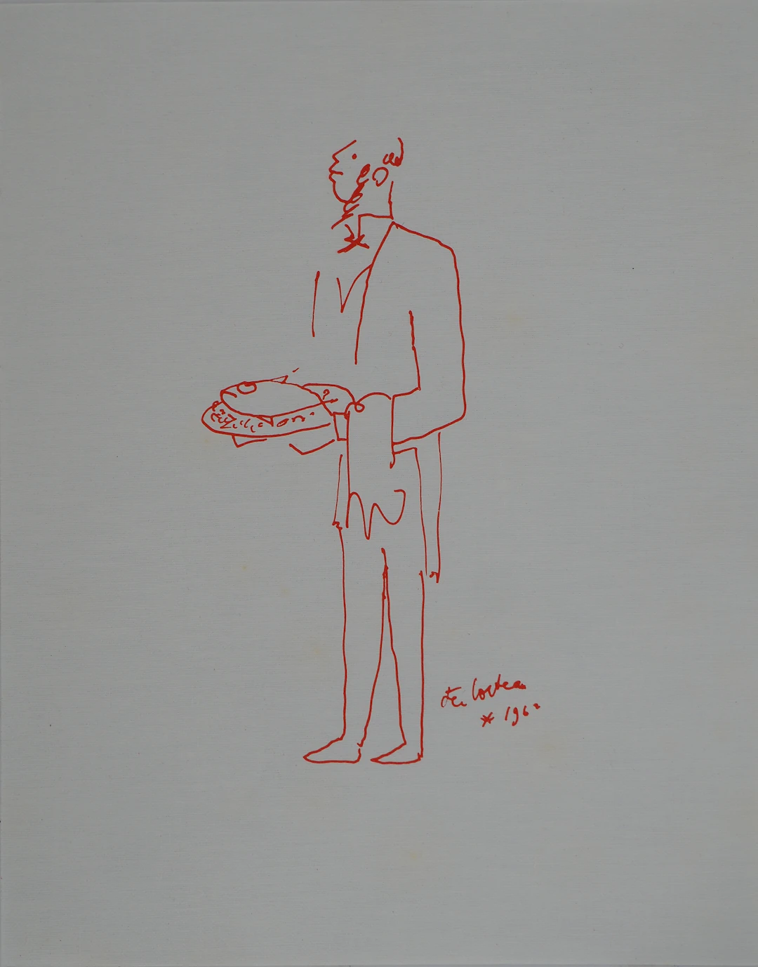 Jean COCTEAU : Le serveur élégant, Lithographie originale signée