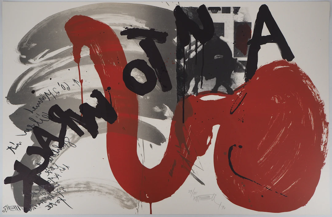 Wolf VOSTELL - Le cri : Le taureau vaincu, 1990 - Lithographie originale signée