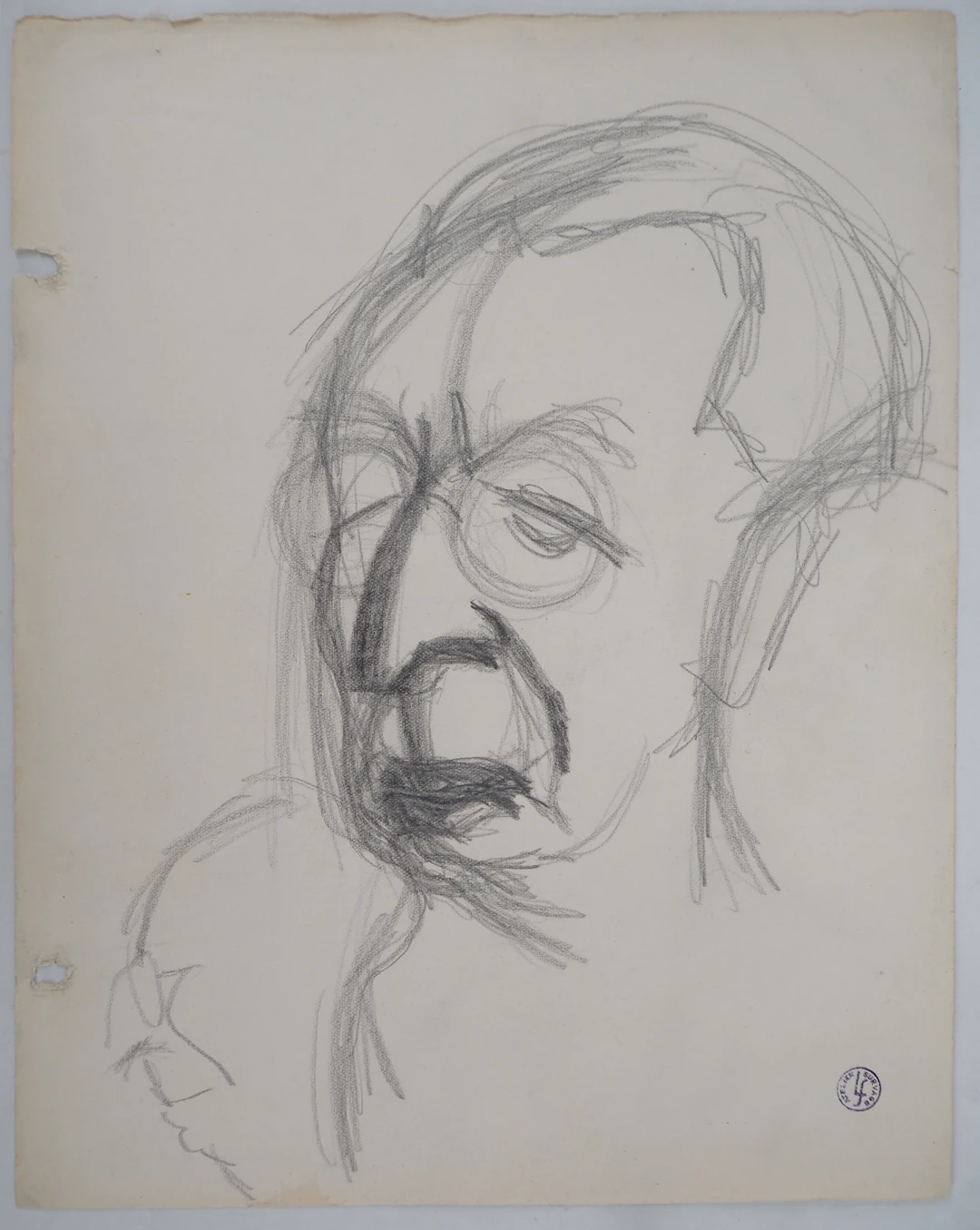 Léopold SURVAGE - Portrait d’homme pensif - Dessin original, signé