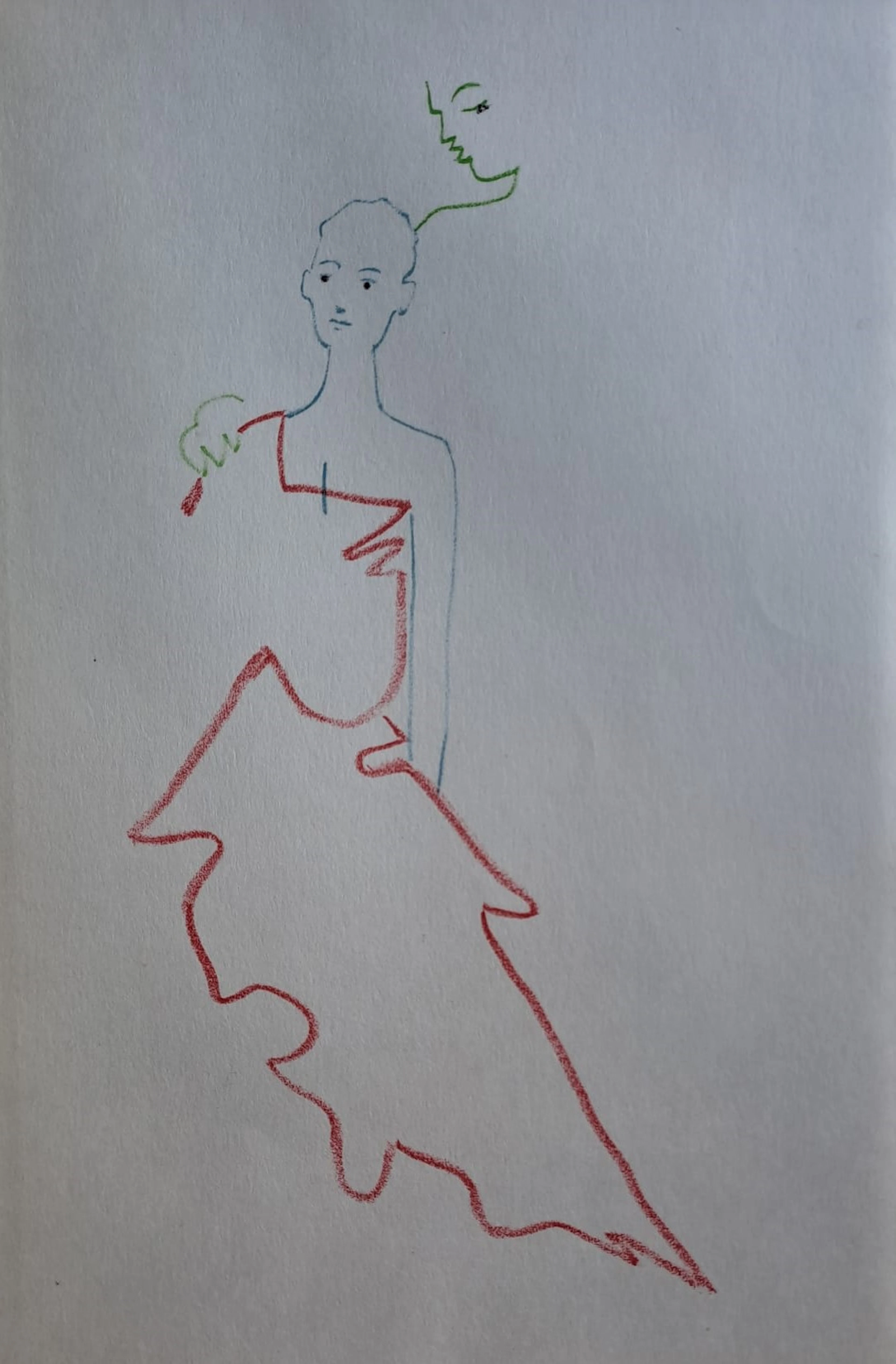 Jean Cocteau - La promise et sa mère - Lithographie originale en couleur