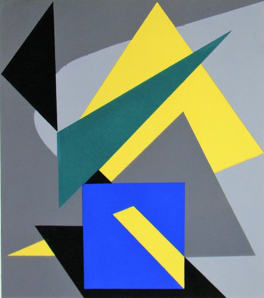 André BLOC (d’après) - Composition abstraite, 1952 - Pochoir aux couleurs