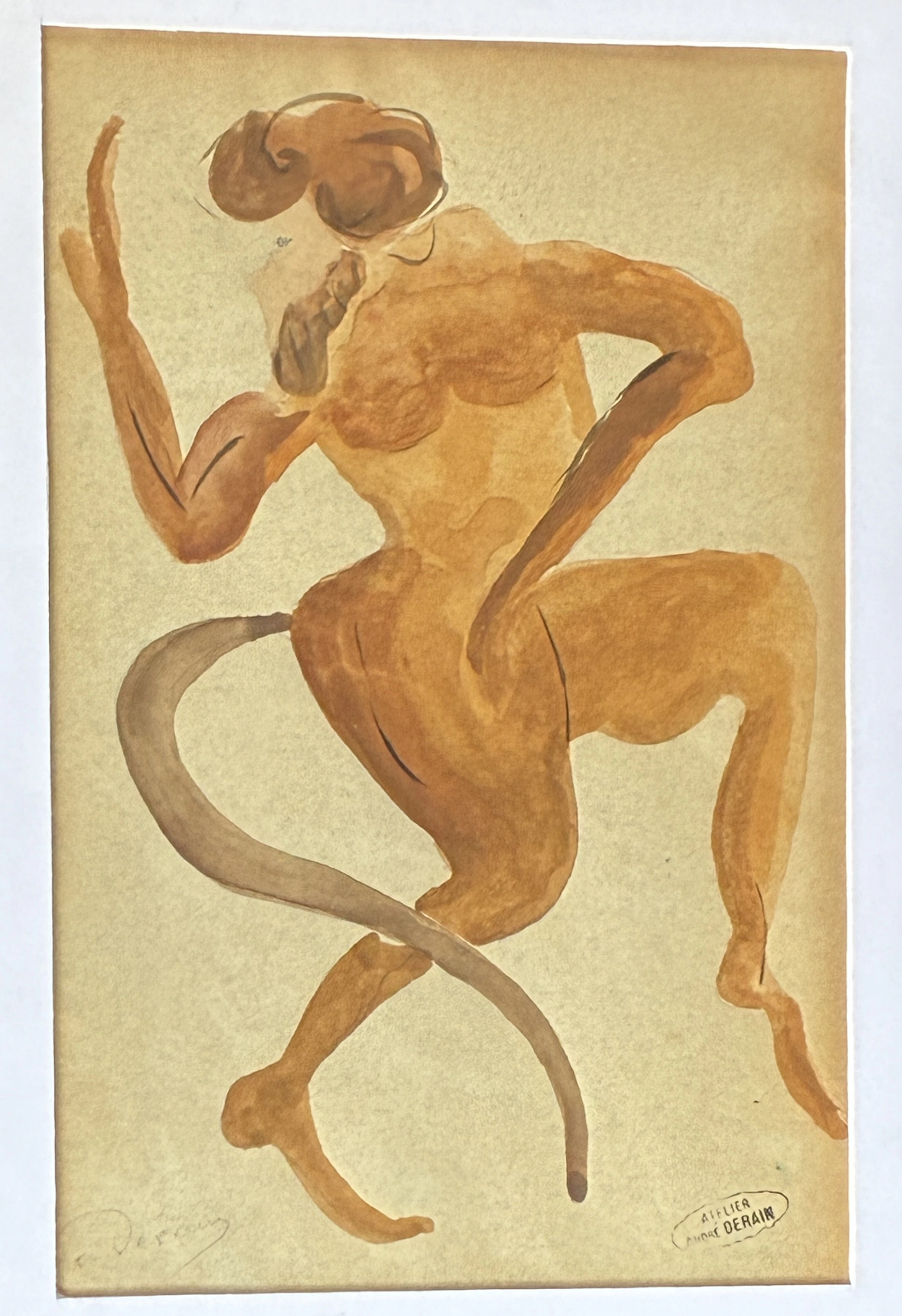 André DERAIN - Dessin gouache originale