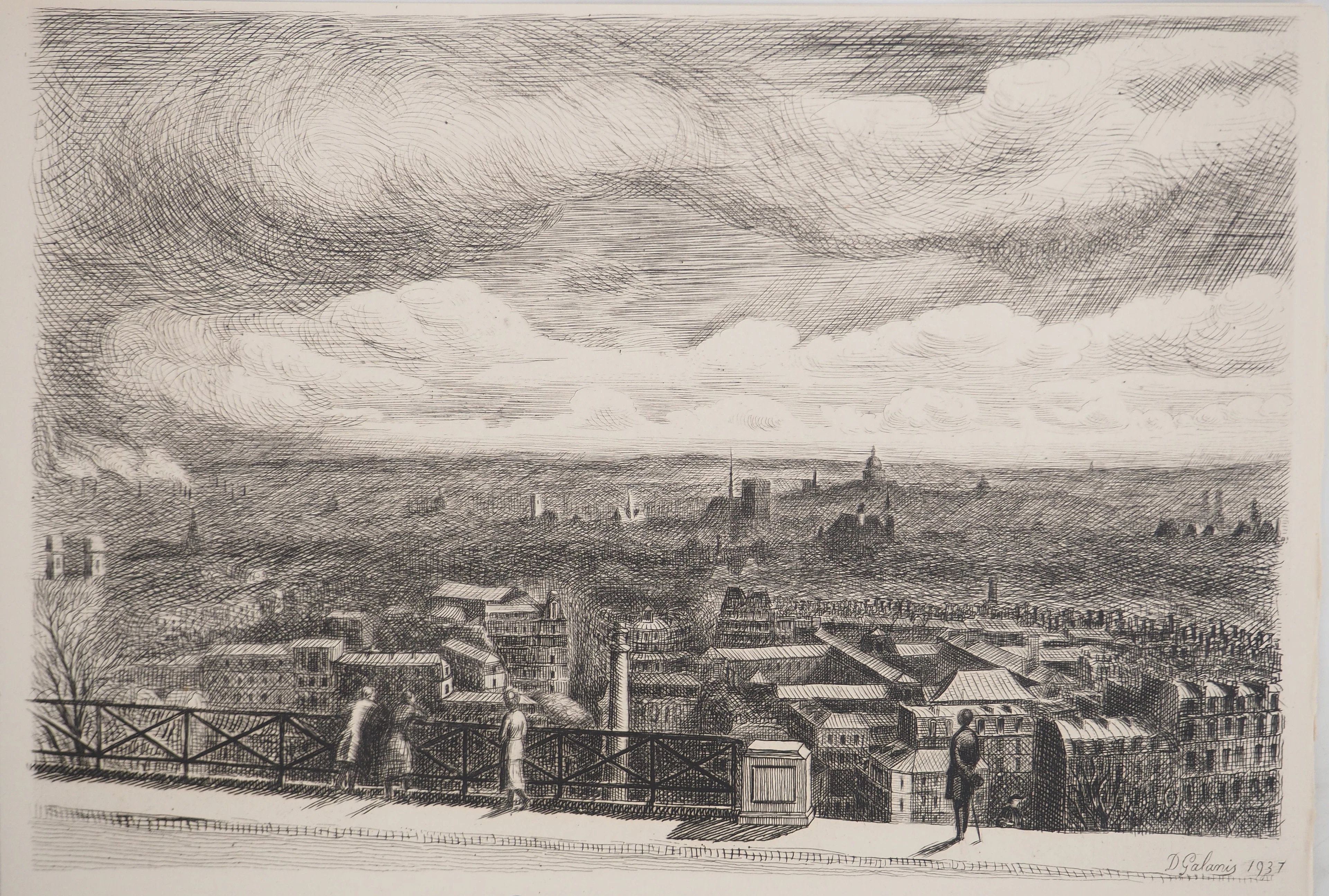 Demetrios Emmanuel GALANIS : Vue depuis le Sacré Cœur, Gravure originale signée