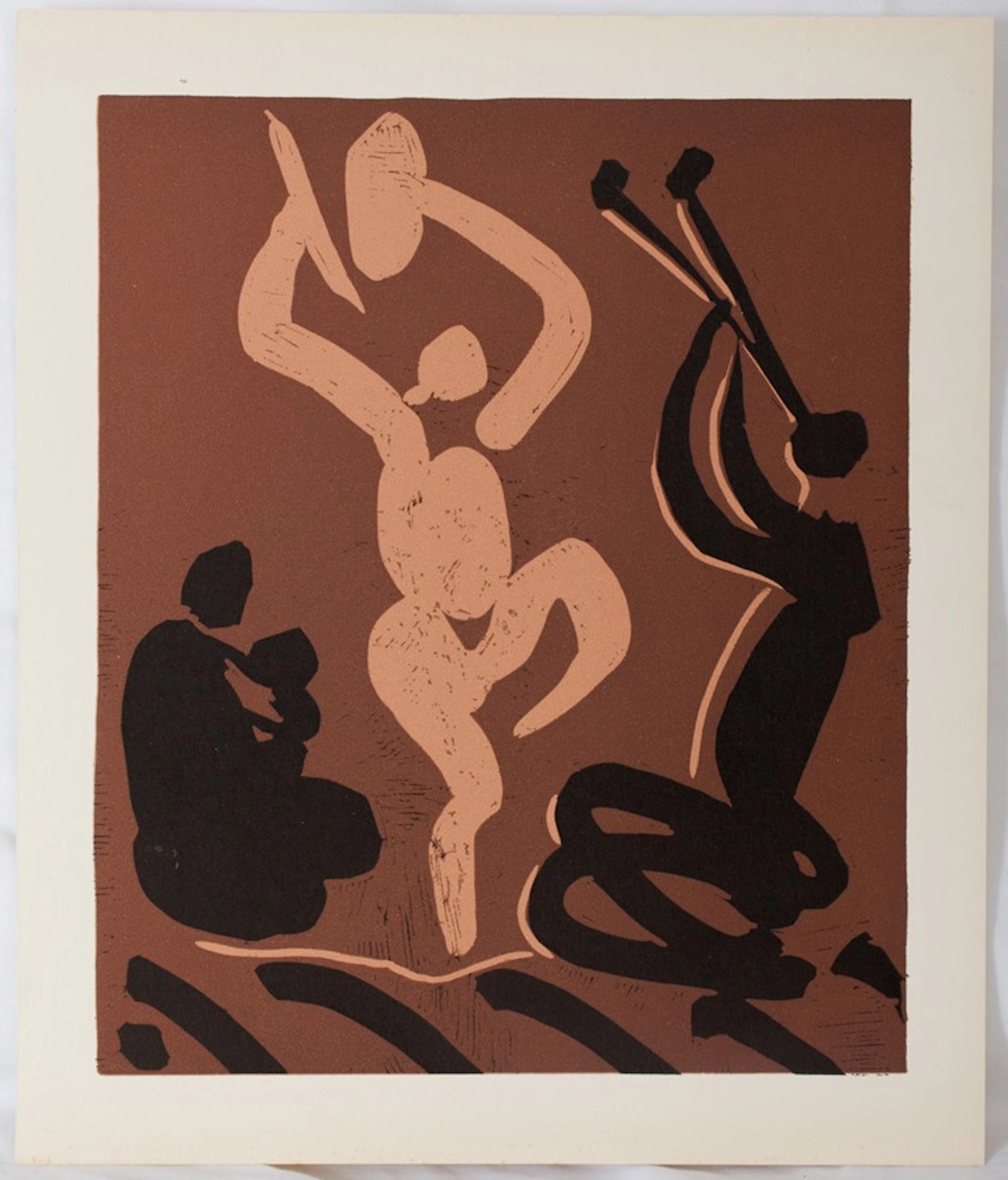 Pablo PICASSO : Danseurs et musiciens, Linogravure