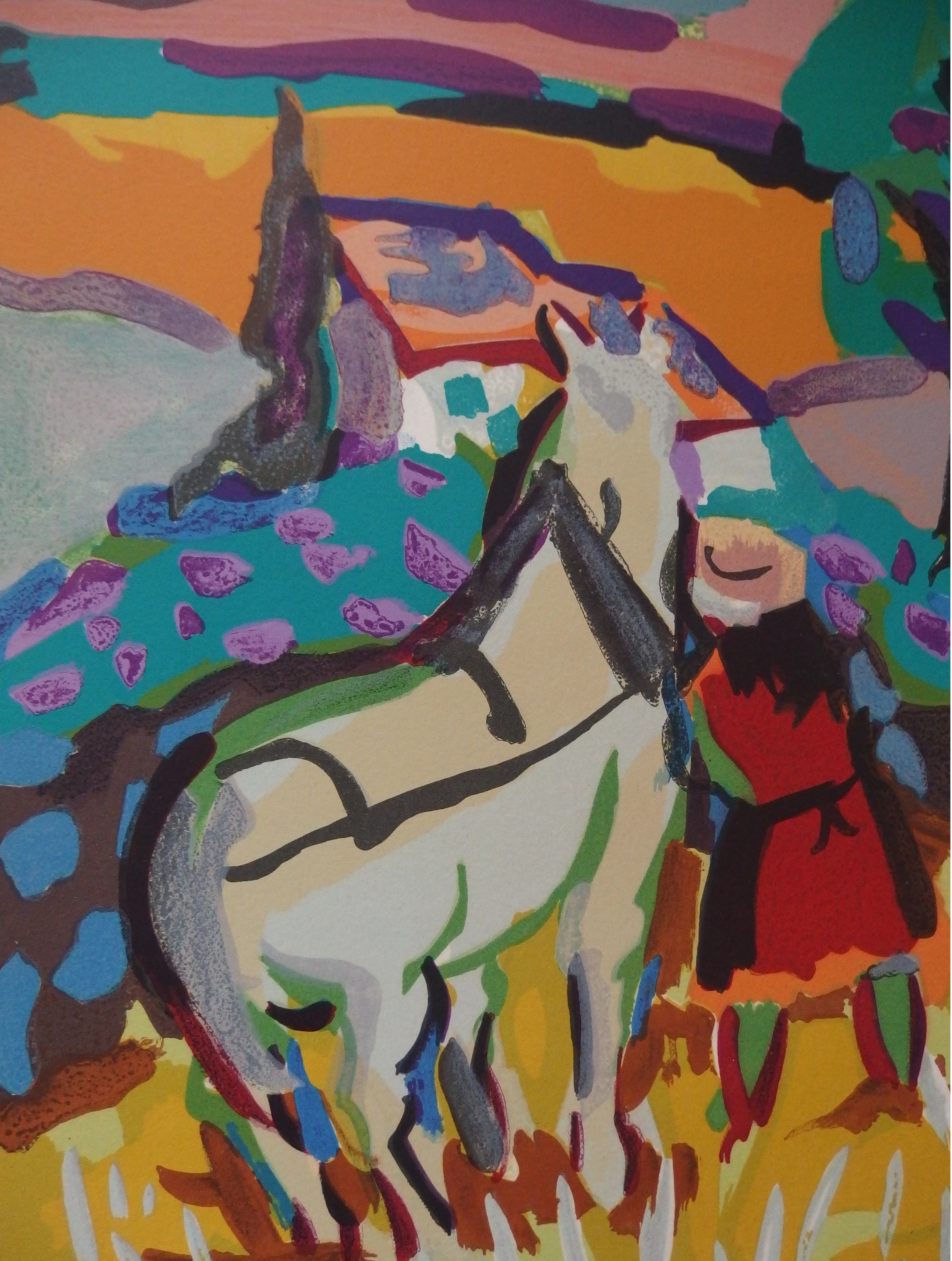 Pierre AMBROGIANI : Le cheval de trait - Lithographie originale signée