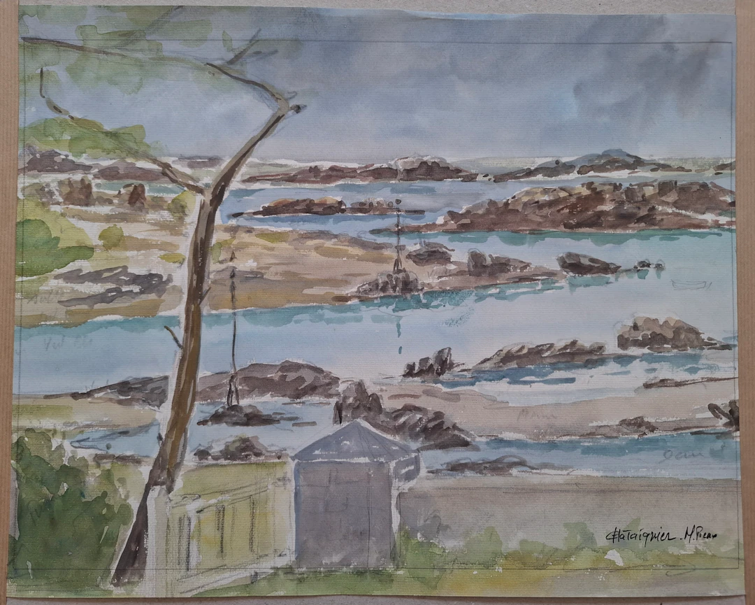 Maurice CHATAIGNIER - Chausey, Aquarelle déposée sur un carton