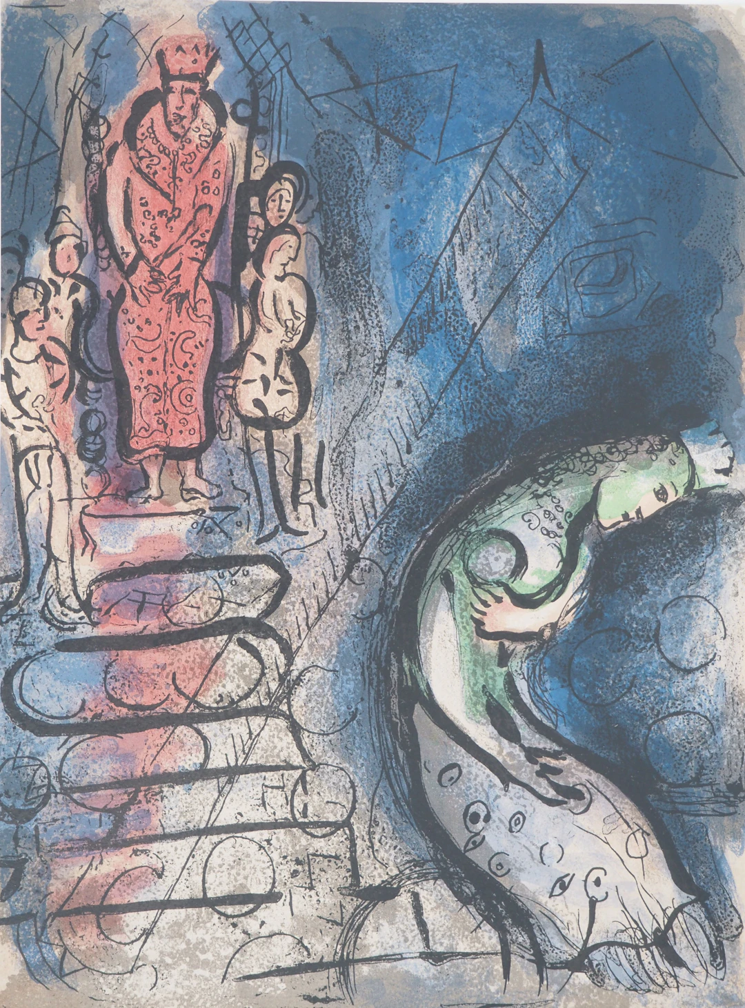 Marc CHAGALL : La Bible, Vasthi chassée, Lithographie originale